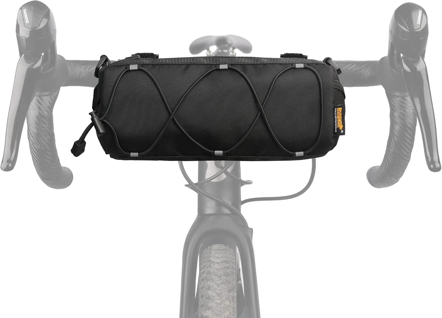 Bike Handlebar Bag, Bicycle Front Bag Frame Storage Roll Bag Mountain Road Bikes Commuter Shoulder Bag Professional Cycling Accessories-Black+Black