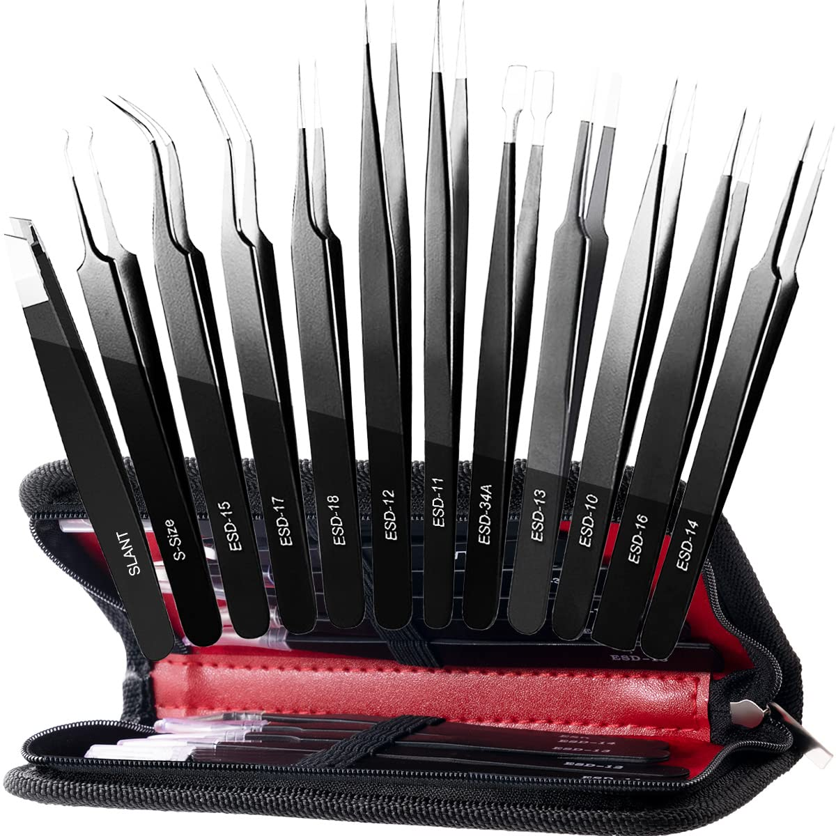 Antonki Tweezers Precision Tweezers Set Craft Tweezer Kit Soldering Tweezers ...