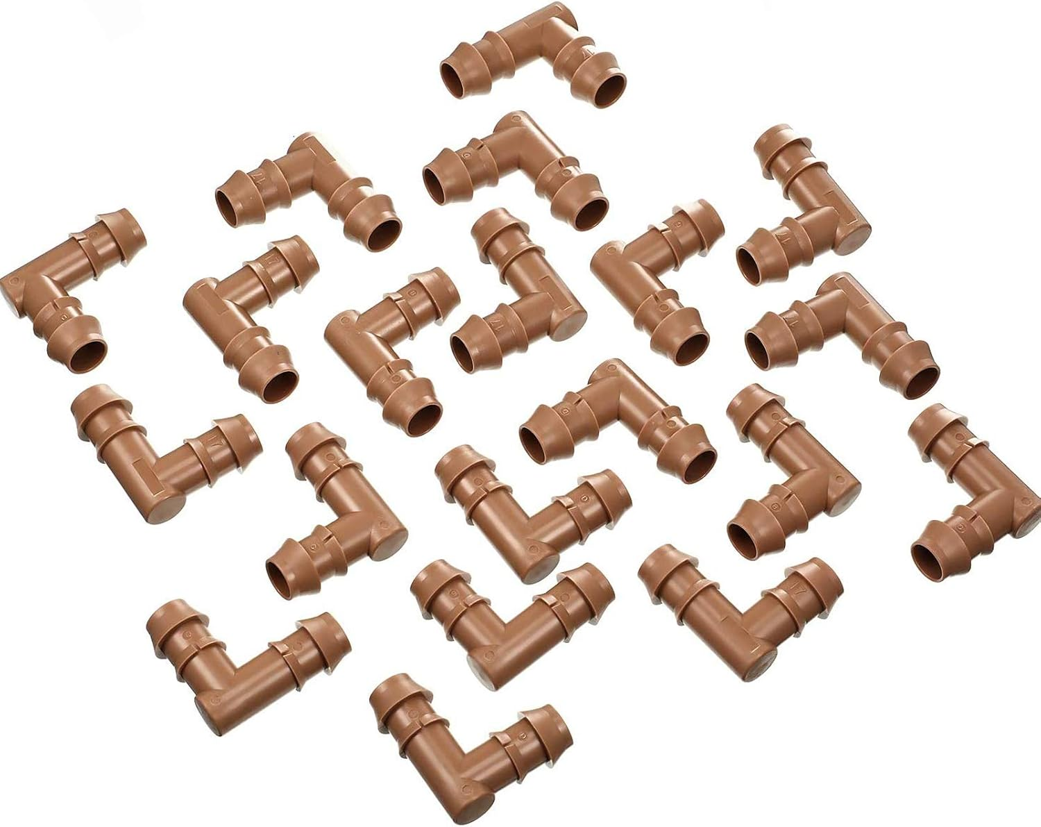 20 Packs 1/2 Inch Drip Irrigation Fittings Connectors Barbed Connector Plastics Drip Irrigation Barbed Hose Connector 17 mm Diameter(Elbow)