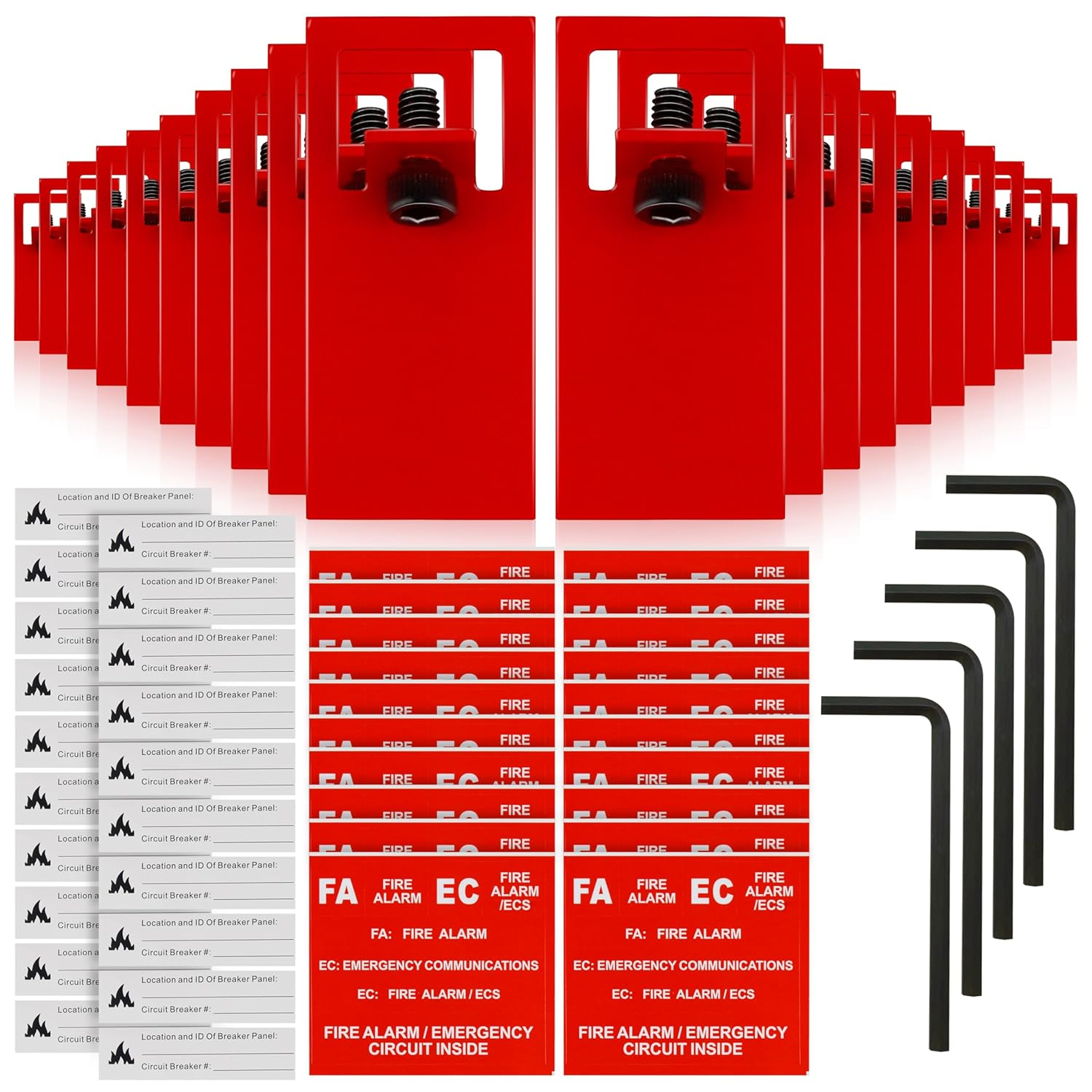 20-Set Fire Alarm Breaker Lockout Kit - Heavy Duty Metal, Anti-Accidental Shutdown, Home & Industrial Use