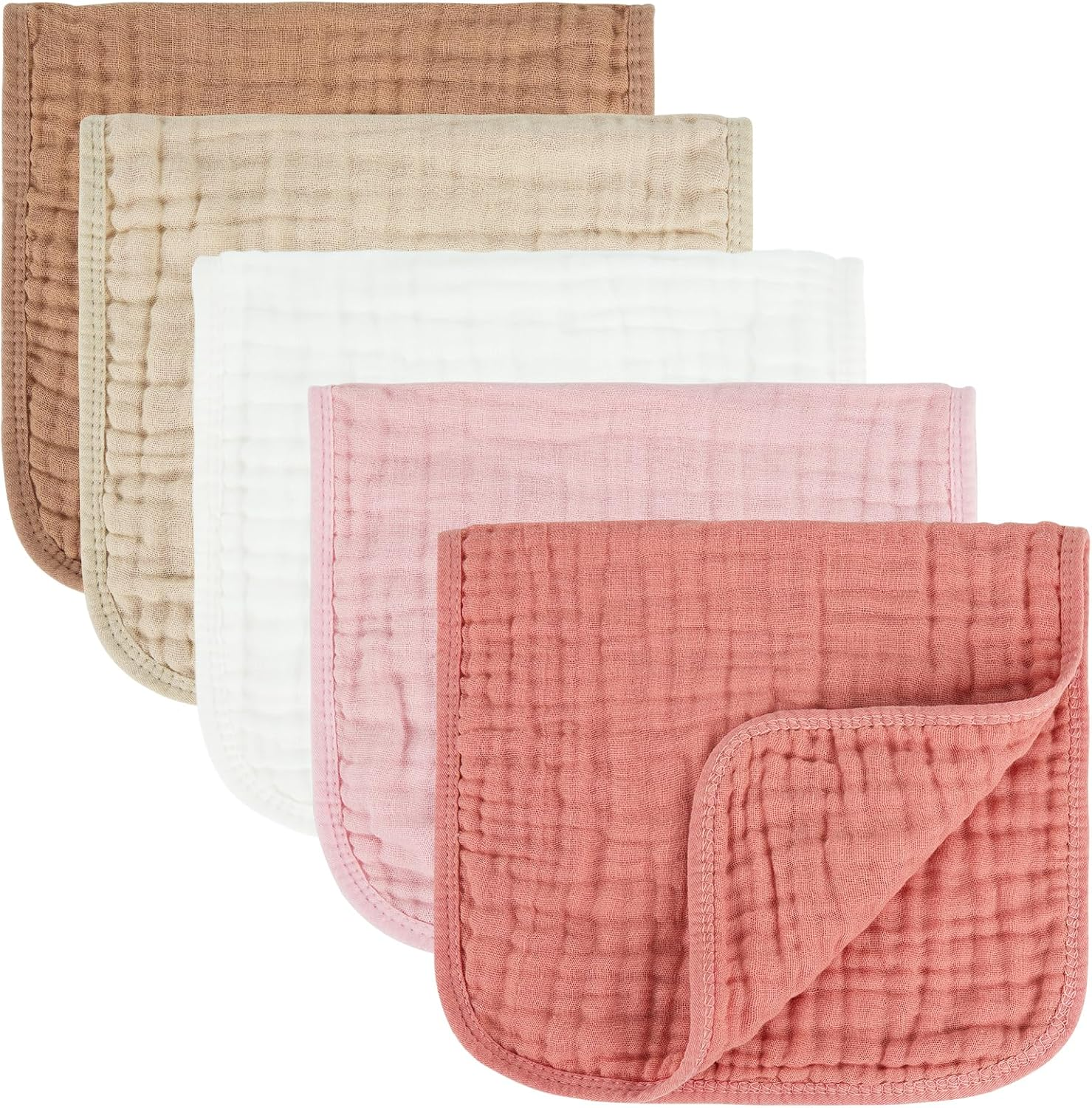 MUKIN Baby Burp Cloths 5-Pack - Super Soft & Absorbent For Newborns