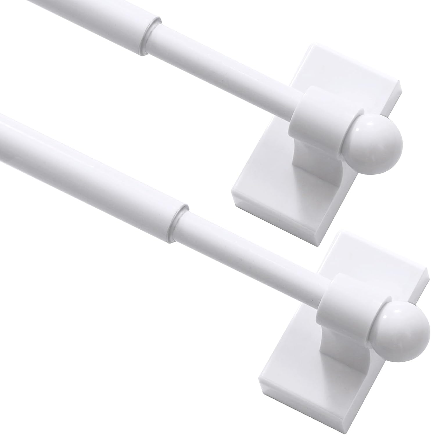 2 Pack Magnetic Curtain Rods for Metal Doors with Adjustable Length,Extends from 16 Inch to 28 Inch Magnetic Cafe Curtain Rod, Easy Installation for Any Steel Spaces, White, 2 Pack
