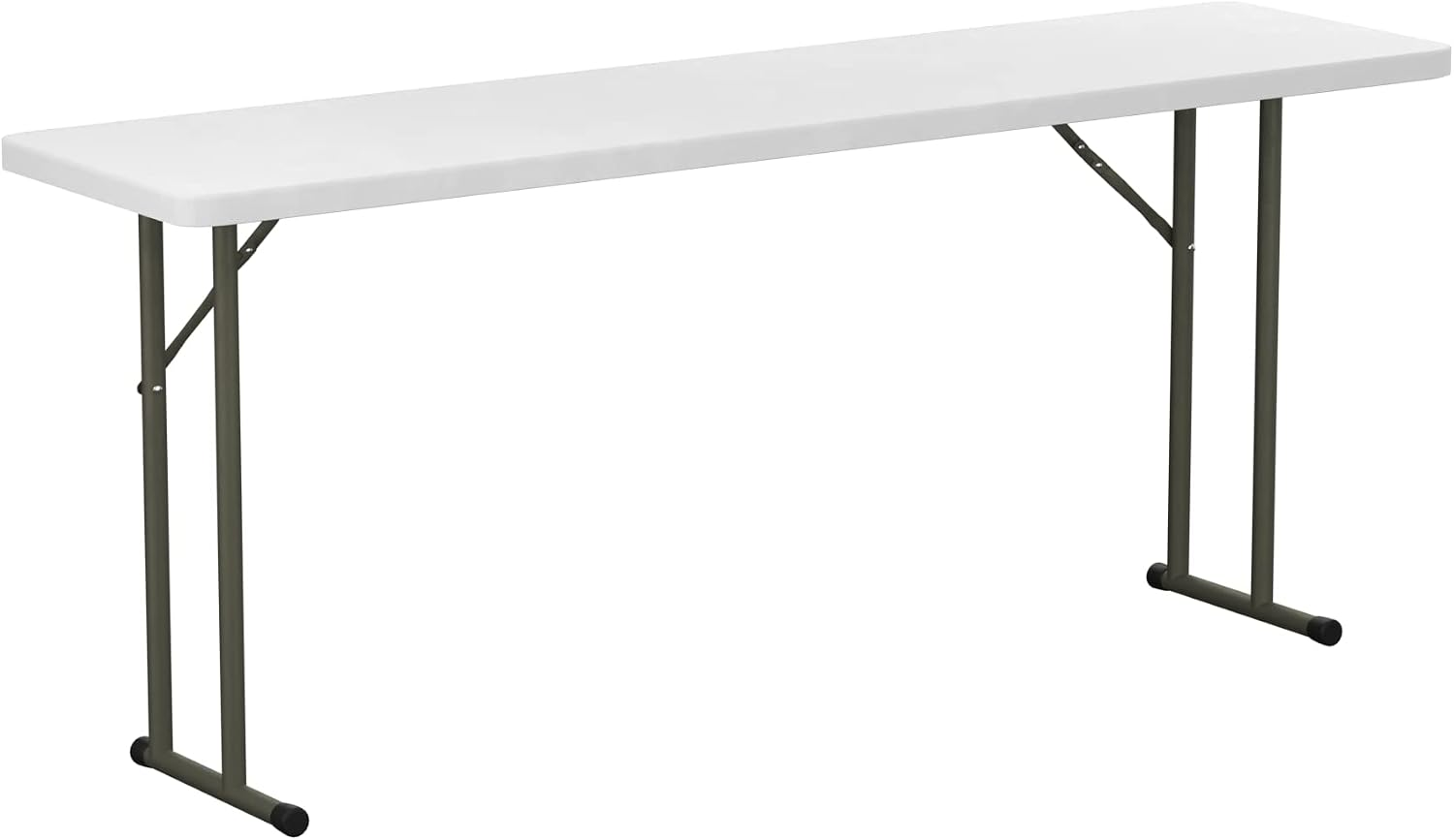 18" x 72" Granite White Heavy-Duty Blow Molded Plastic Folding Table