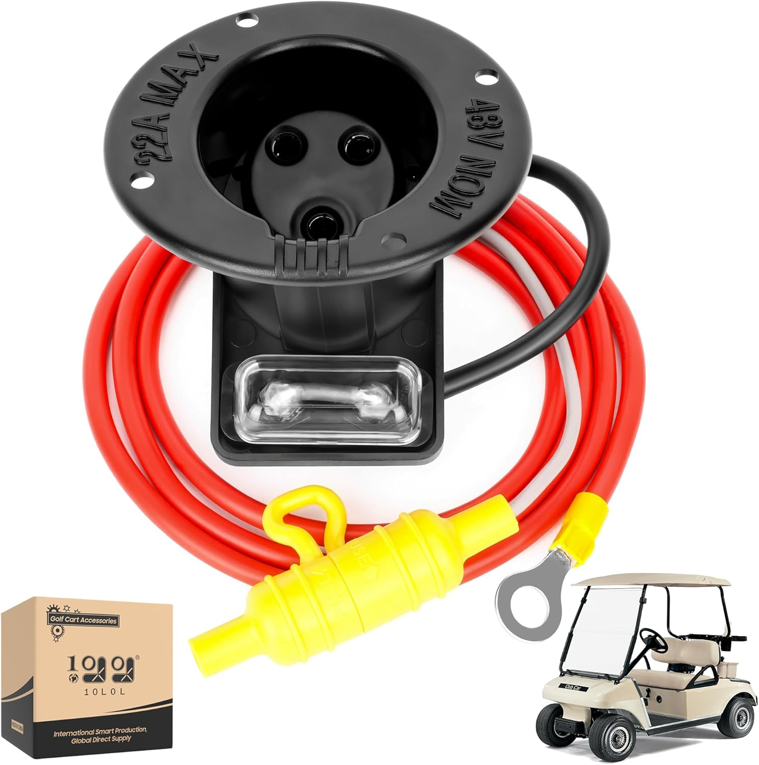 10L0L Club Car DS Charger Receptacle - 101802101 1017968-01 1018949-01 - Club Car Charger Port 48 Volt