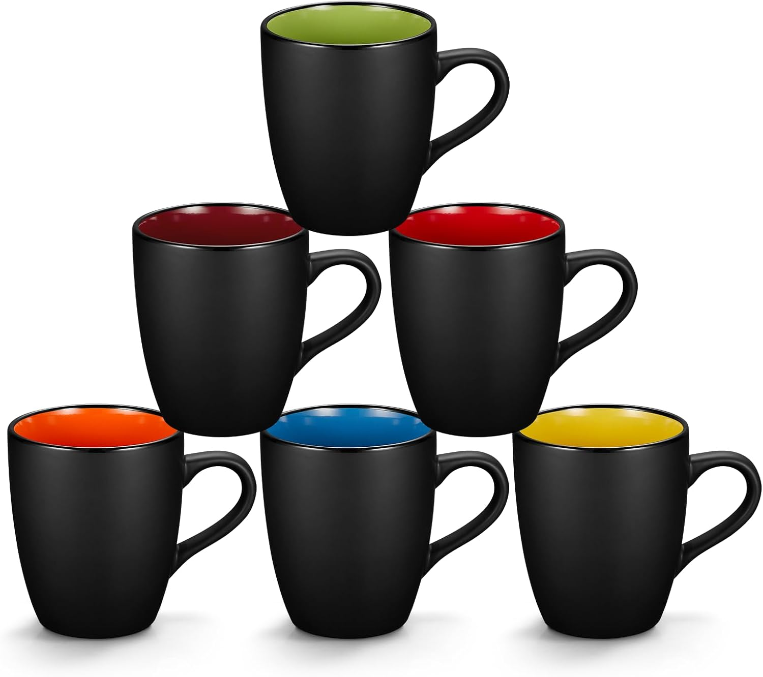 6 Pack Porcelain Coffee Mugs Set 12 Ounces Ceramic Coffee Mugs Matte Black  | eBay