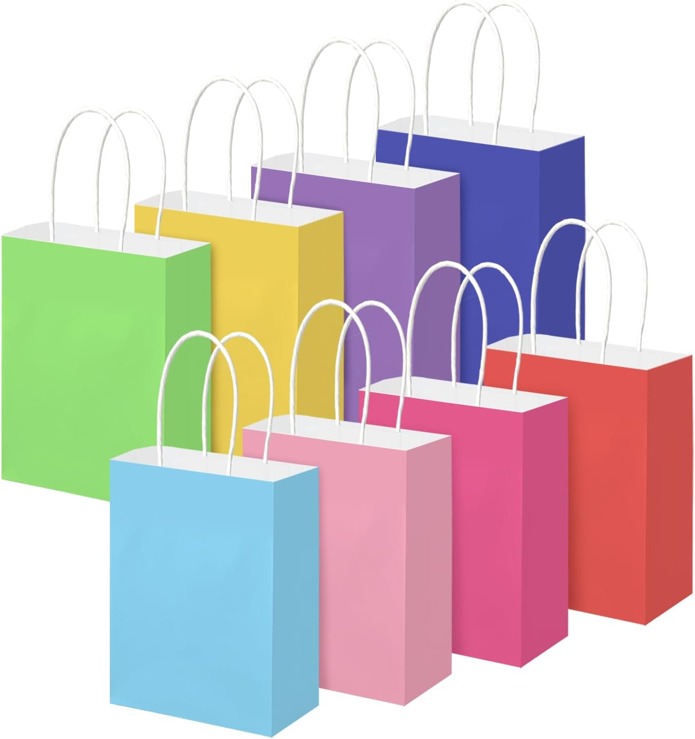 32 Bolsas Papel Pequenas con Asa 8 Colores Fiesta Cumpleanos Bodas Manualidades