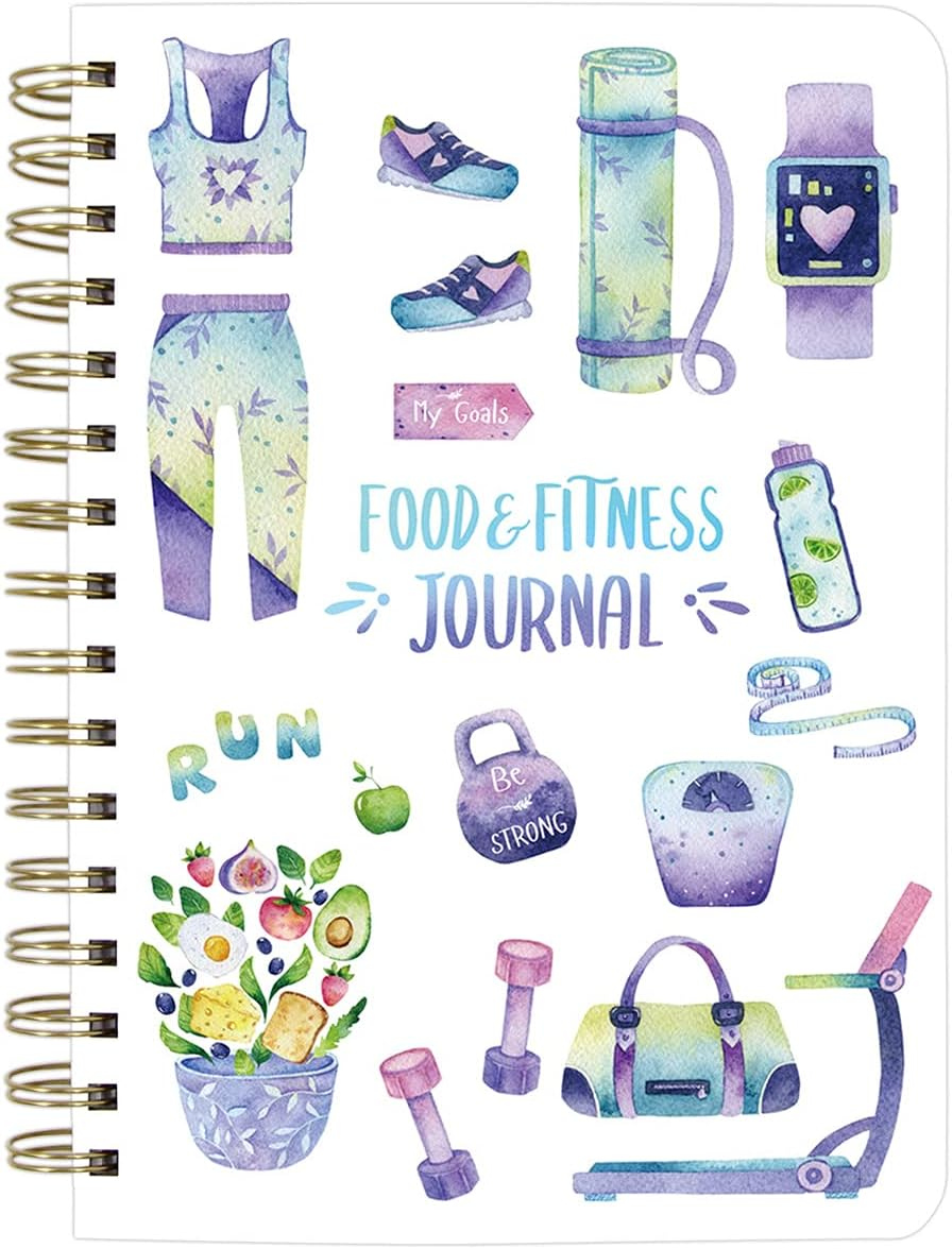 Food and Fitness Meal Workout Journal Diary Wellness Log Notebook Planner Weight Loss Diet Exercise Training Health Tracker 6.1X 8.5 Inch Hard Cover