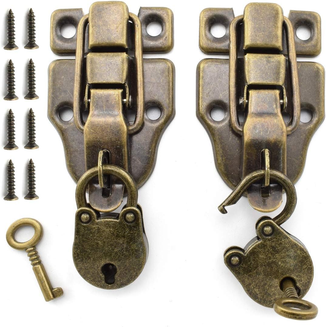 4-Pack Retro Bronze Duckbill Toggle Latches With Padlock Hole - 59x40 Mm, Iron With Antique Brass Plating - For Jewelry Boxes, Cabinets & Crafts