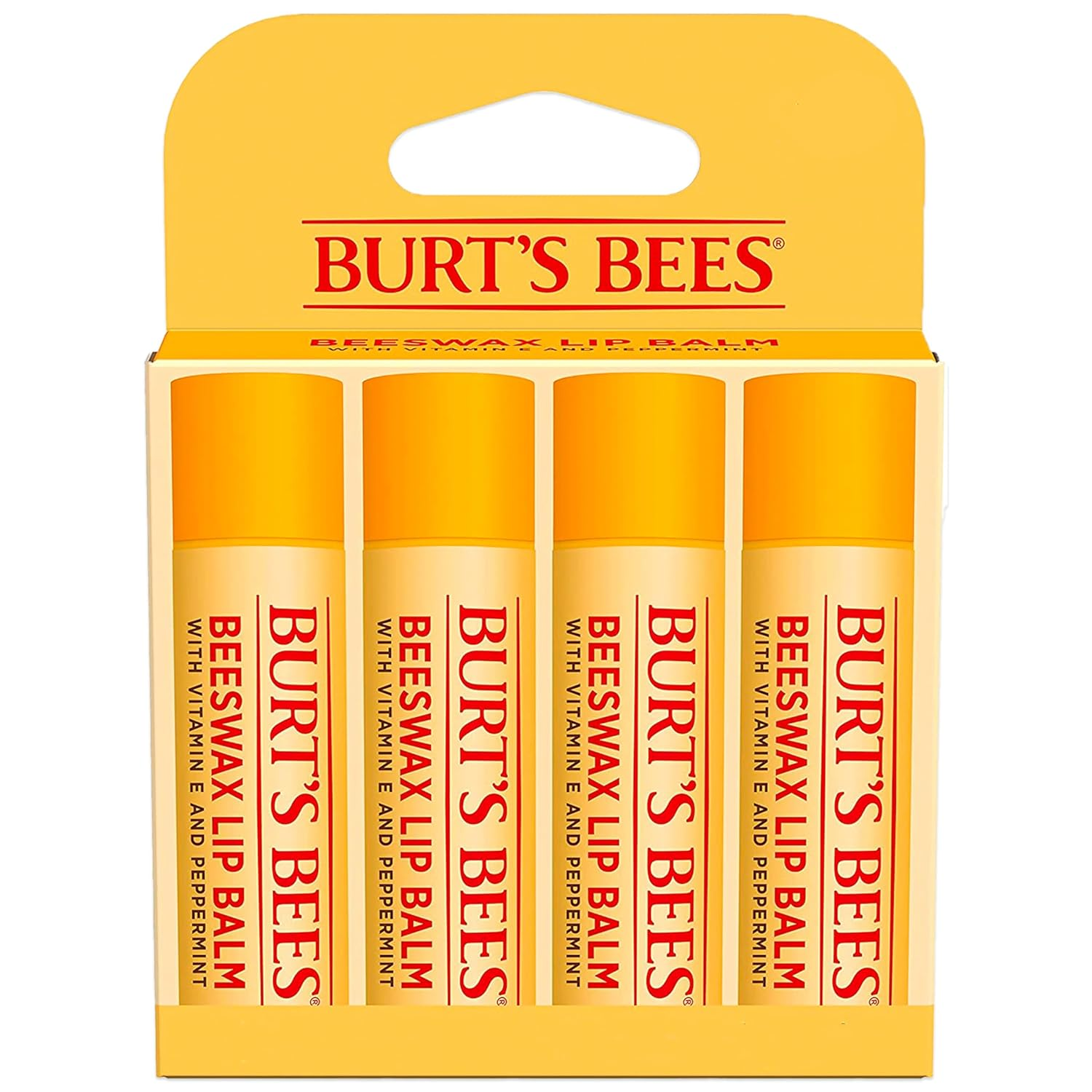 Burt'S Bees Lip Balm - Original Beeswax, Lip Moisturizer with Responsibly Sourced Beeswax, Tint-Free, Natural Origin Conditioning Treatment, 4 Tubes, 0.15 Oz.