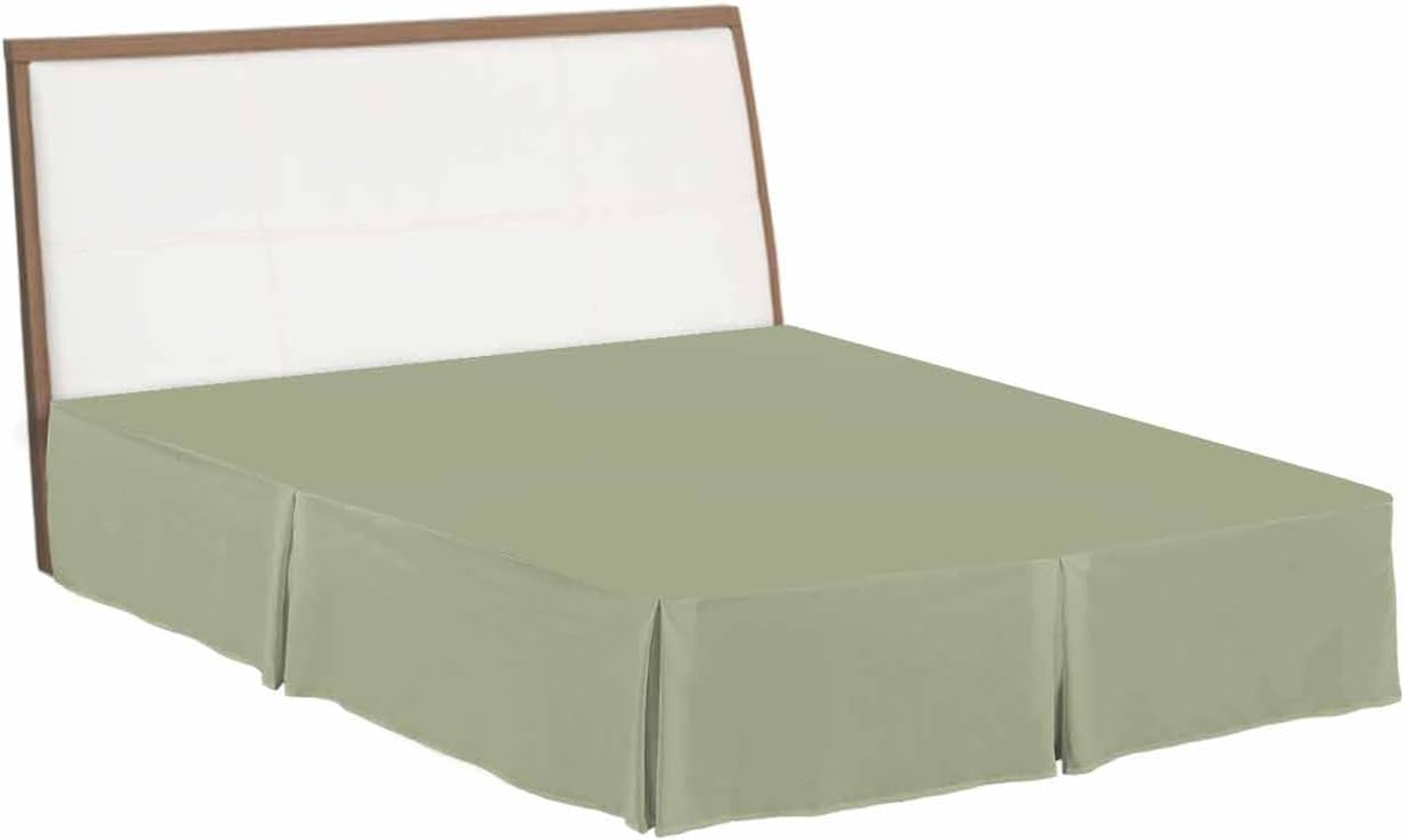 Sage Green Bed Skirt King Size 16 Inch Drop, Luxury Pleated Bed Frame Cover, Farmhouse Sage Green Decor Sheet & Wrap around Bed Skirts Box Spring Cover Dust Ruffle for King Size Bed with Split Corner