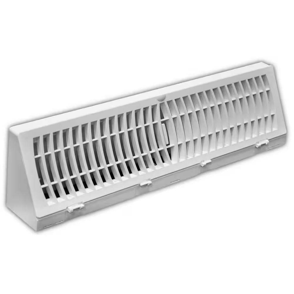 18 In. 3-Way Plastic Baseboard Diffuser Supply in White