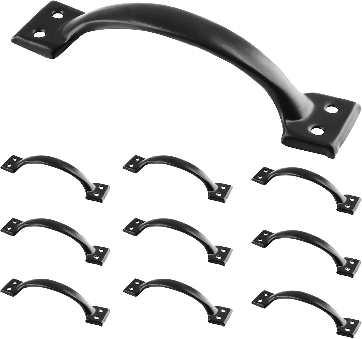 10 Pcs 5.5” Metal Door Handles Bow, Large Door Pulls Vintage Barn Handles for Furniture Cabinets Kitchen Drawer Dresser Gate - Black