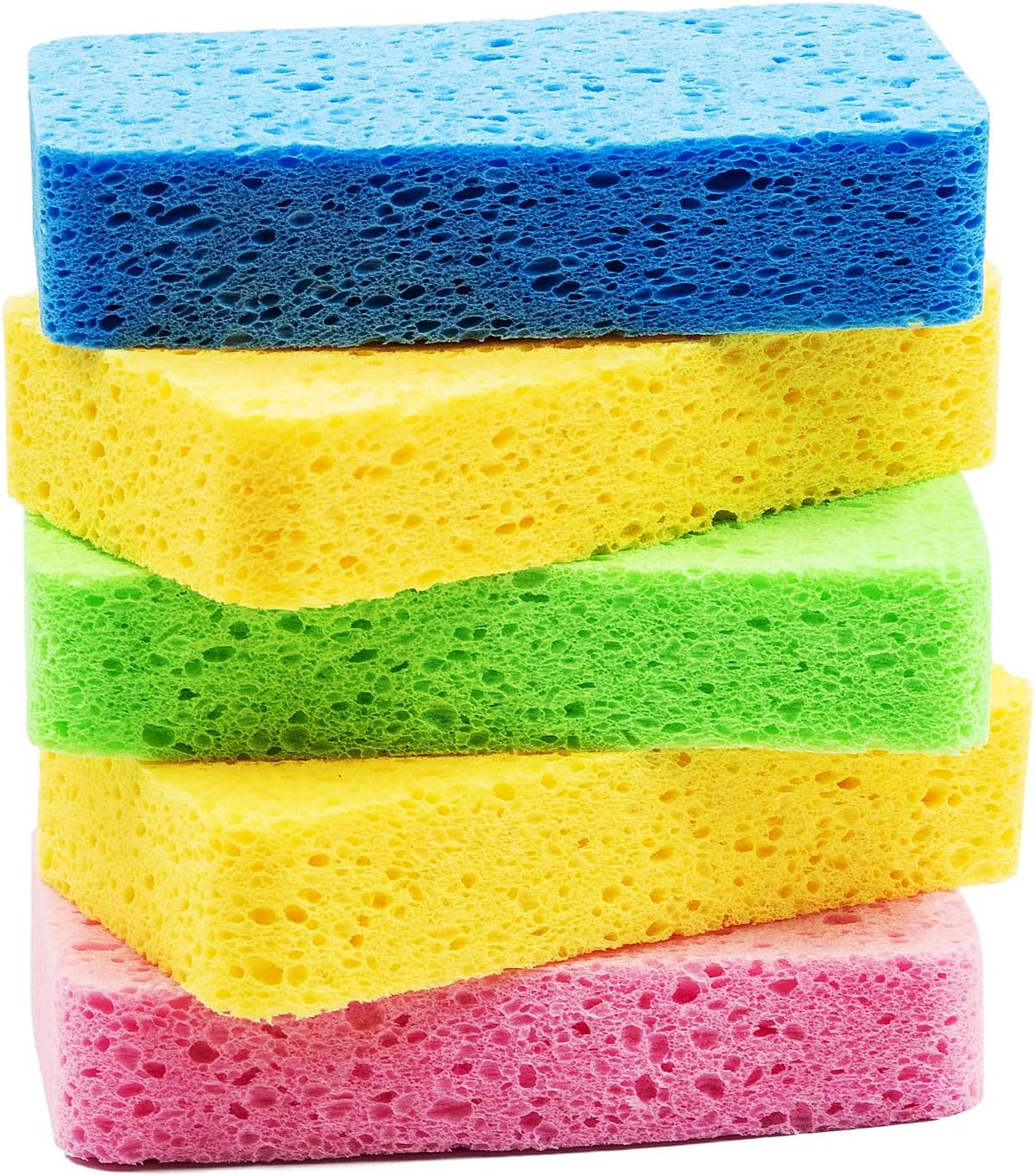 Large Cellulose Sponges, Kitchen Sponges for Dish, Thick Heavy Duty Scrub Sponges, Non-Scratch Scrubber for Household, Cookware, Bathroom, Compressed Packaging (5 Pack)