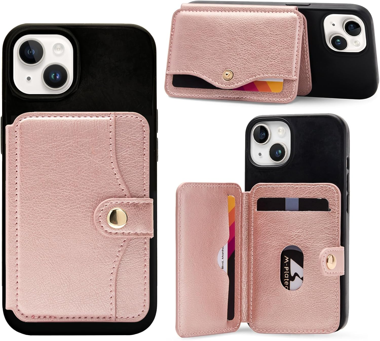 Leather Phone Wallet Stick On Credit Card Holder Cell Phone Minimalist Wallet