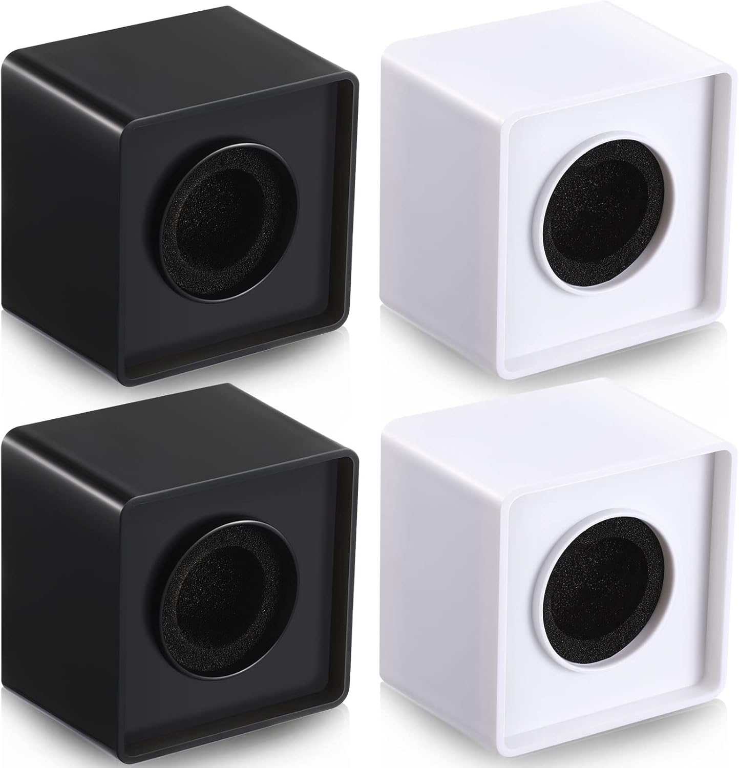 4 Pcs Mic Flags Square Cube Microphone Flags Station Portable Custom Interview Mic Station with Foam Microphone Accessories for Interview Reporter Host Halloween Cosplay(White, Black)