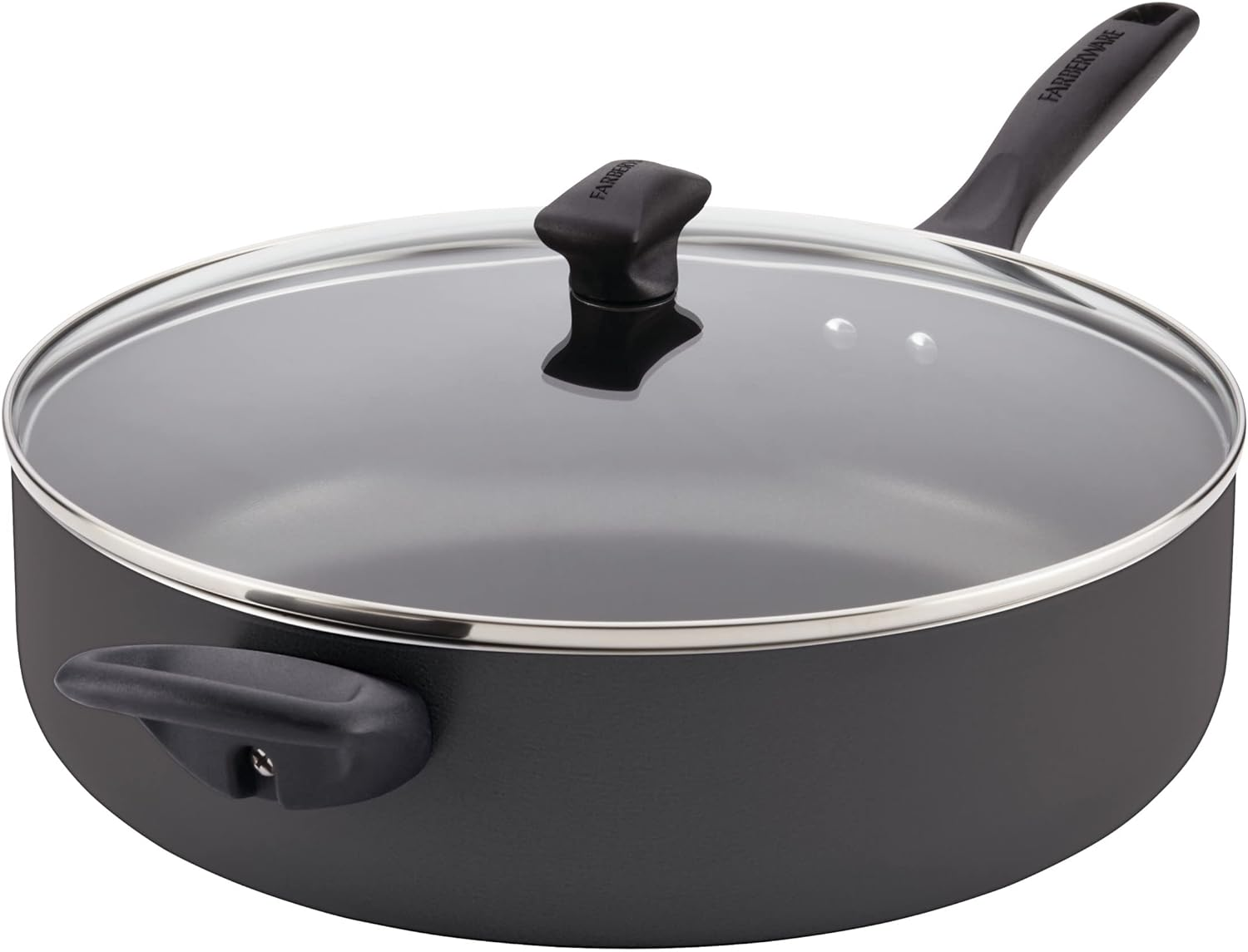 Dishwasher Safe Nonstick Jumbo Cooker/Saute Pan with Helper Handle - 6 Quart, Black