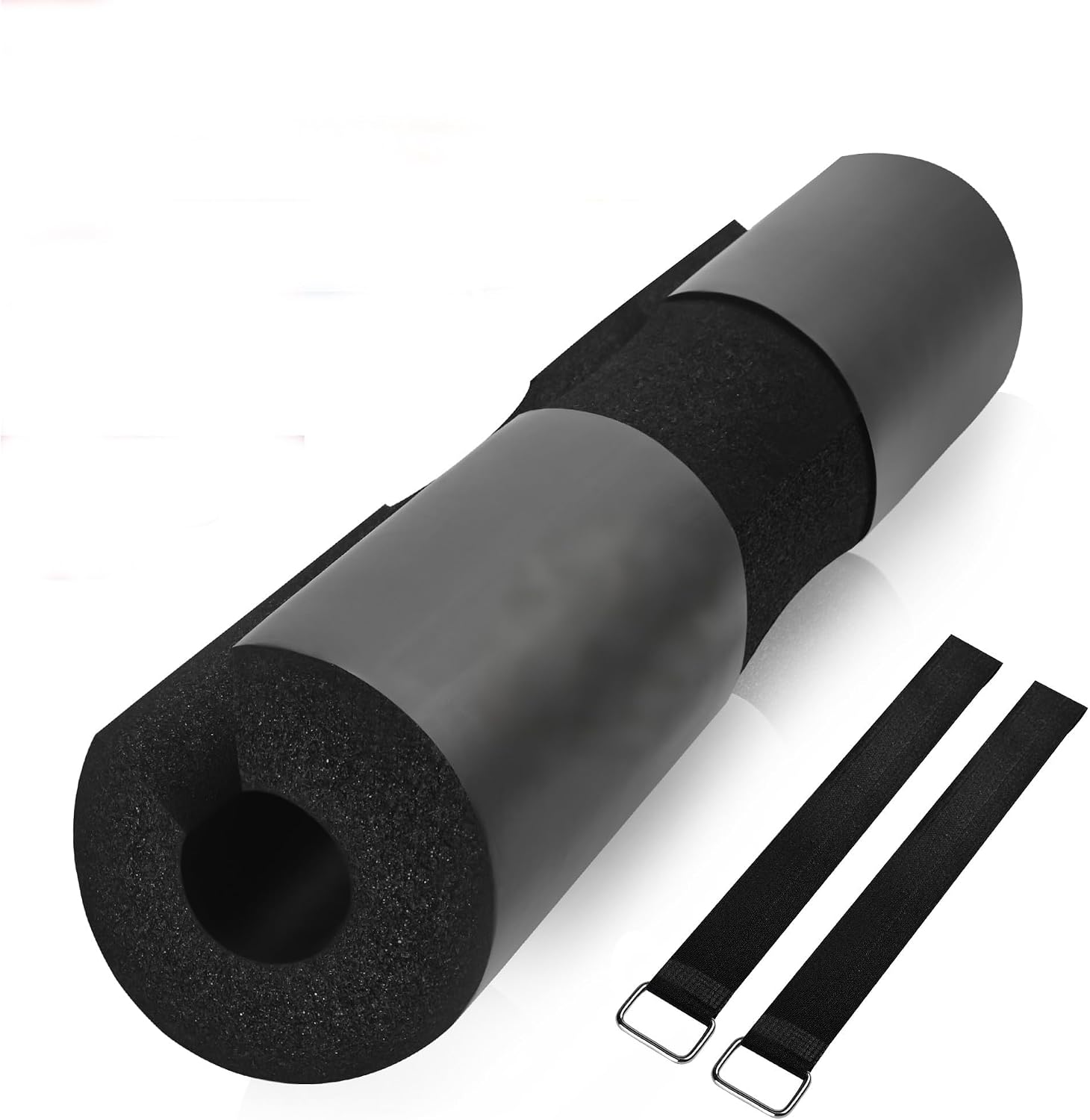 Barbell Pad for Hip Thrust, Squat & Lunges with Two，Straps Squat Bar Pad - Hip Thrust Pad for Leg Day -Foam Sponge Pad—Fit Standard and Olympic Bars Perfectly