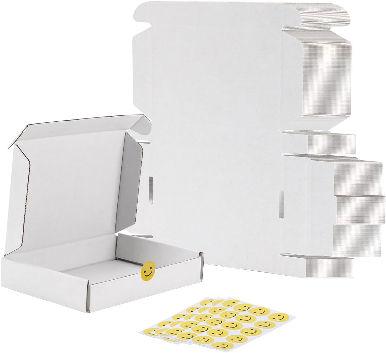 6X4X1 Shipping Boxes Set of 50, White Corrugated Cardboard Box for Packing, Mailing, Business