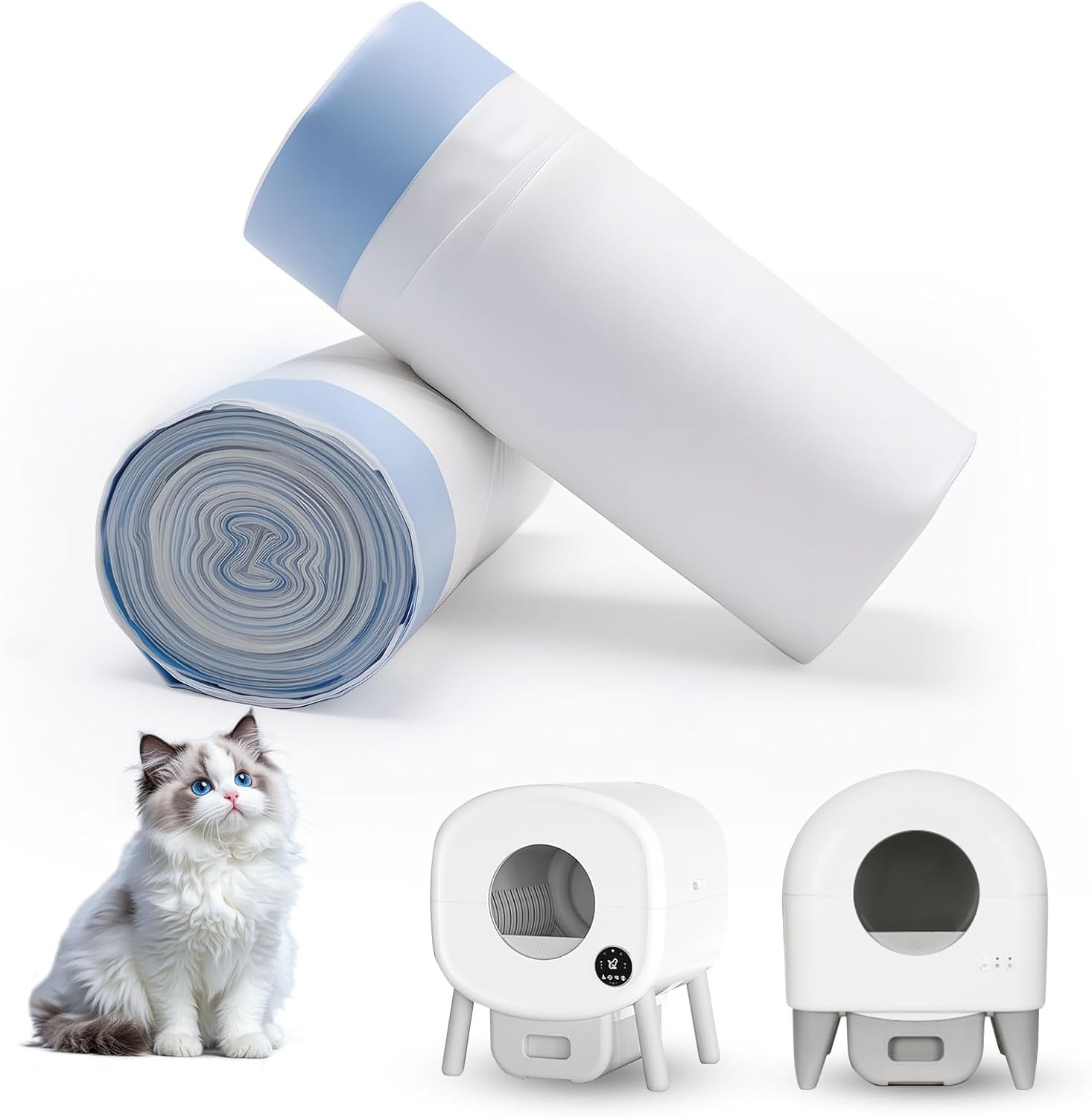 Cat Litter Box Liners Fsitego Fumoi Self-Cleaning Extra Thick Automatic 40 Pack
