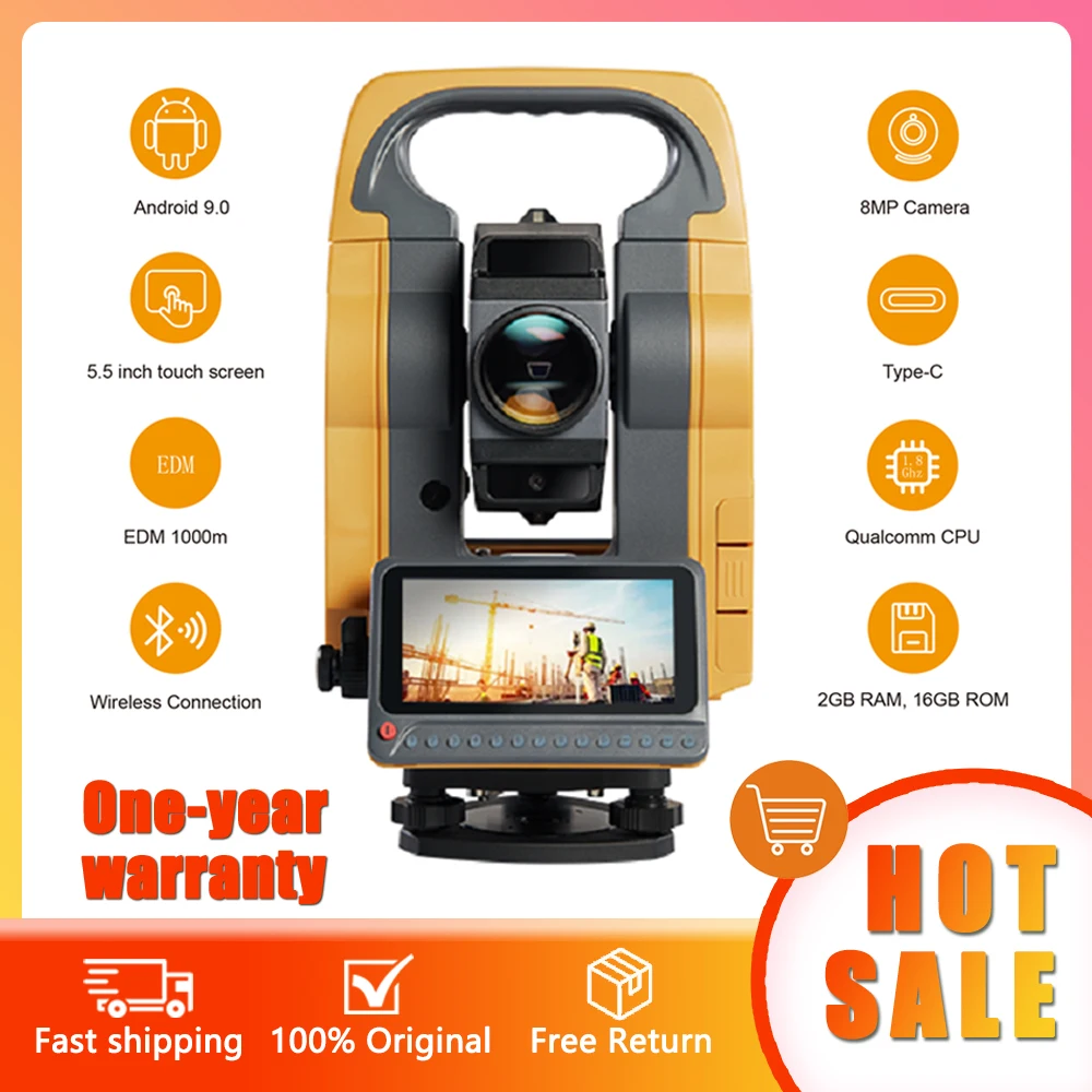 Hi-target HTS-720 Reflectorless 1000m Smart Android Multi language switching Total Station with 5.5-inch touch screen