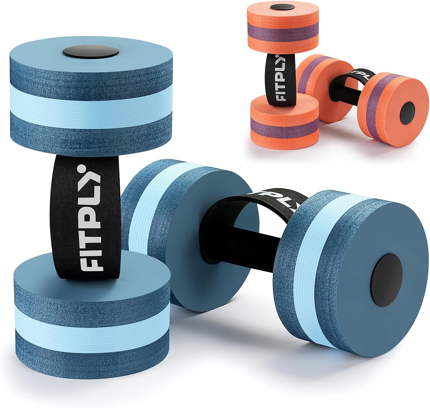 Water Weights Aquatic Pool Dumbbells for Swimming Exercise - EVA Foam Swim Pool Weights with Handle Strip, 2PCS Lightweight Water Dumbbells, Aerobics Swimming Exercise Equipment