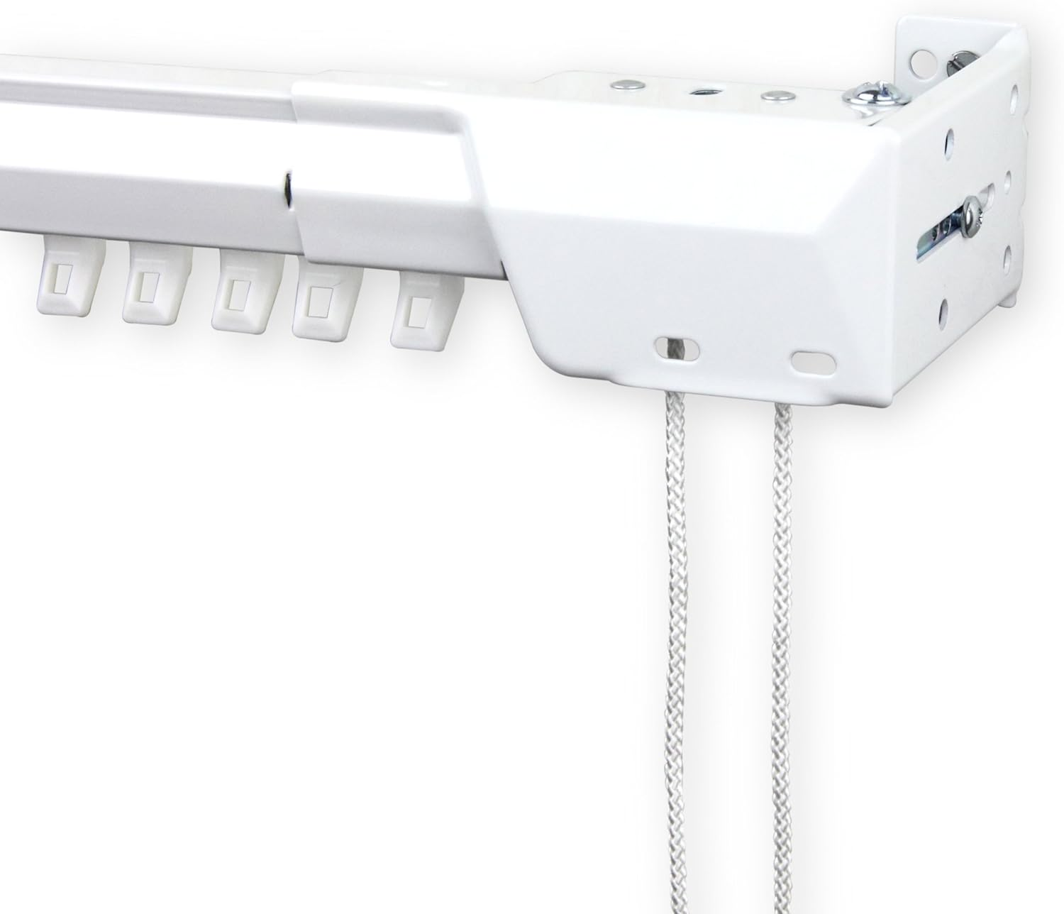 48-84 Inch White Center Open Traverse Rod Set - Includes Brackets & Sliders