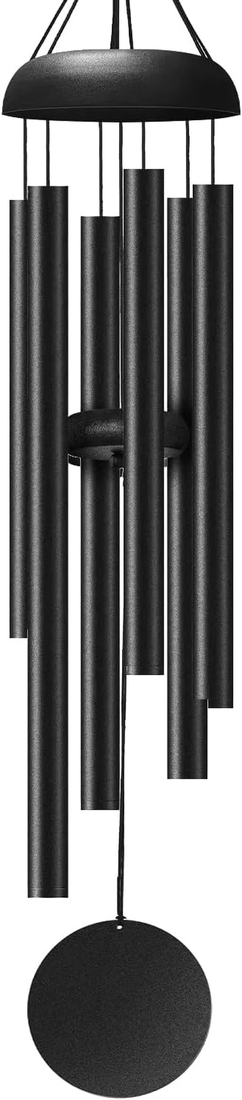Windchimes Outdoors, 32 Inches Deep Tone Metal Windchimes with 6 Thickened Aluminum Tubes, Wind Chimes for Outside, Memorial Wind Chimes Best Gift for Mom Grandma Women, Black