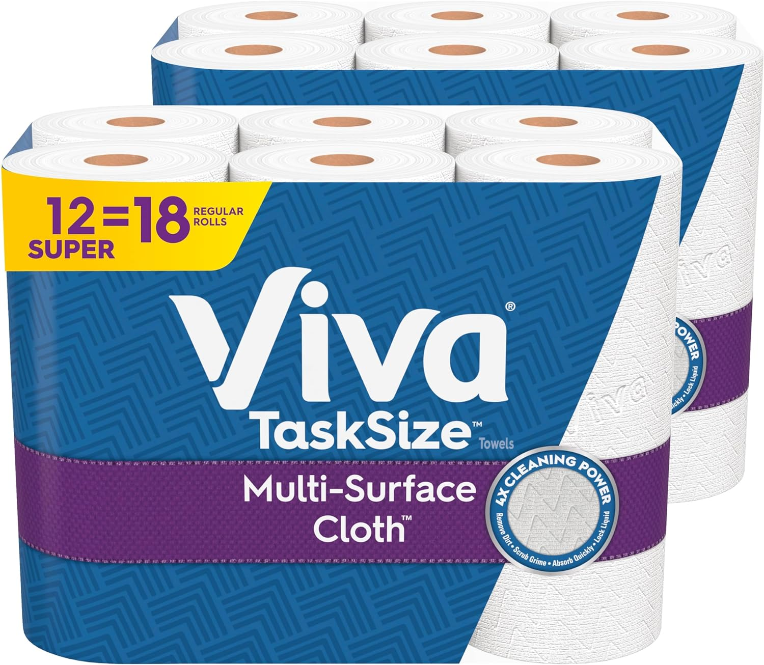 Viva Multi-Surface Cloth Paper Towels, Task Size - 12 Super Rolls (2 Packs of 6) - 81 Sheets per Roll