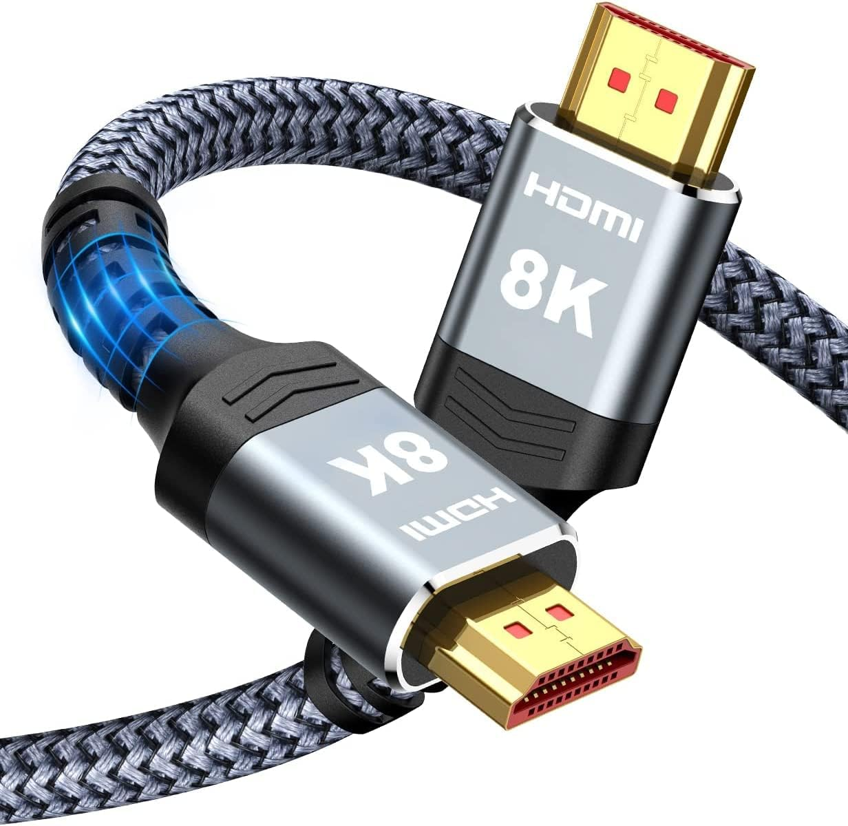 Highwings Short 8K HDMI Cable 1.5FT/0.5M 48Gbps, Ultra High Speed HDMI Braided Cord-4K@120Hz, 8K@60Hz,Earc,Dts-Hd,12 Bit Color Compatible for Ps5,Monitor,Pc and More