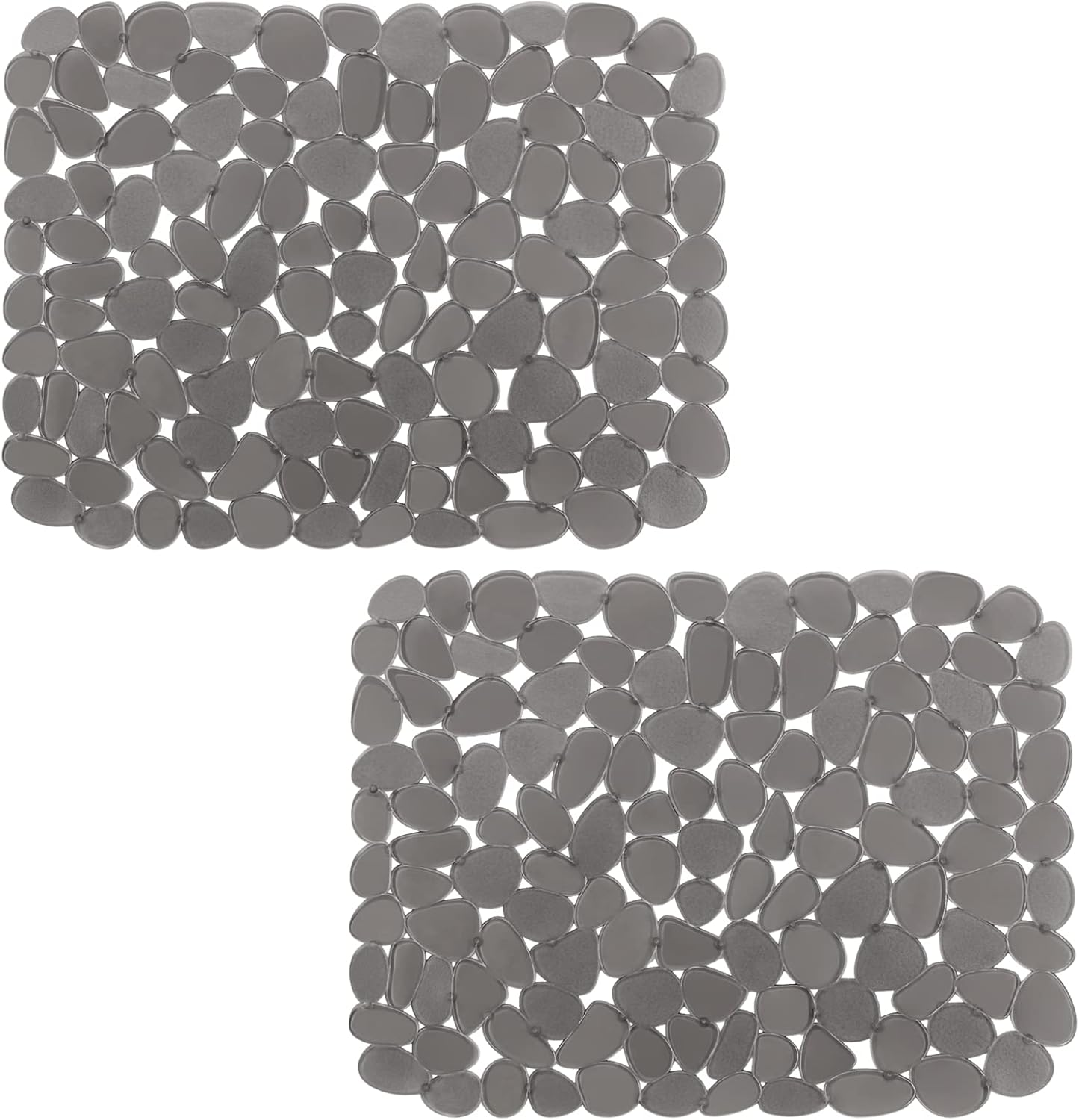Pebble Sink Mat for Stainless Steel/Ceramic Sinks, 2 Pack PVC Sink Protectors Mats for Bottom of Kitchen Sink, Dish Drying Mat for Dishes and Glassware, 15.7 x 11.8 inch, Grey