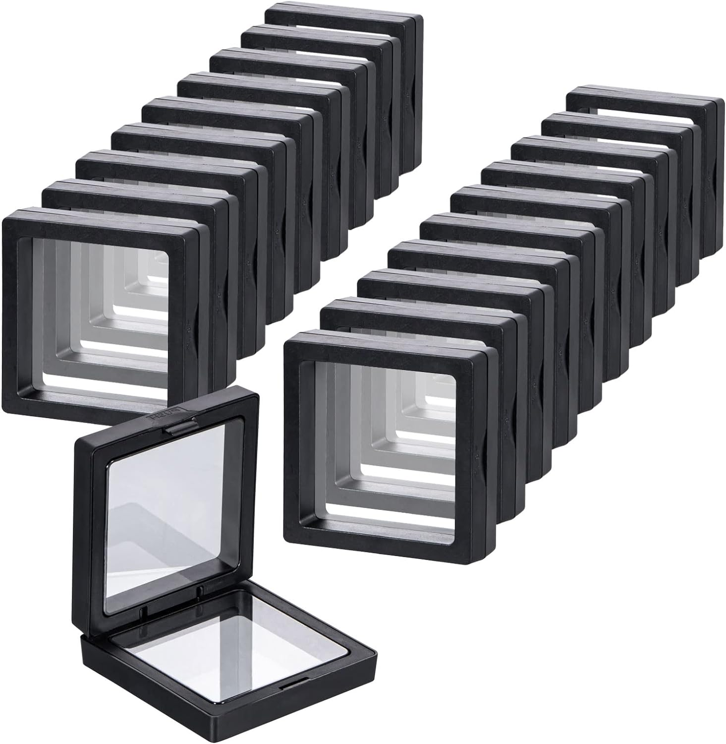 Black 3D Floating Frame Display Holder Stands, 20 PCS Coin Display Case, 2.8 X 
