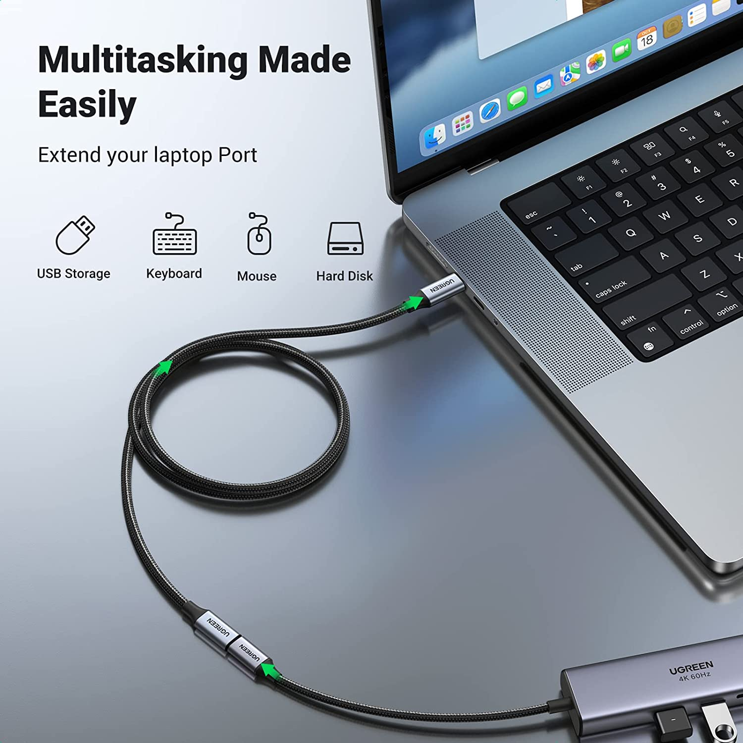 UGREEN USB C Extension Cable 10Gbps Type C Male to Female Extender Cord Nylon... - Picture 9 of 14