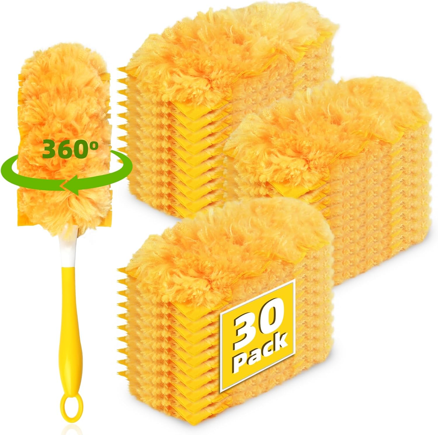 30 Pack 360 Dusters Refills for Swiffer® Dusters, Unscented Heavy Duty Duster Kit Disposable Dusters Refills with 1 Handle for Cleaning Furniture, Blinds, Ceiling Fans