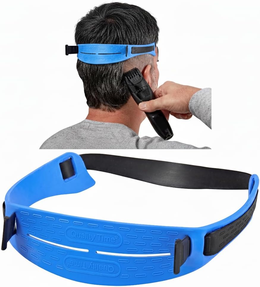 Quality Time Fade Guide and Neck Hair Adjustable Template, Hands-Free, DIY Haircut Tool for Fade, Taper and Buzz Hair Trimming and Clipping. Made in USA. Patented