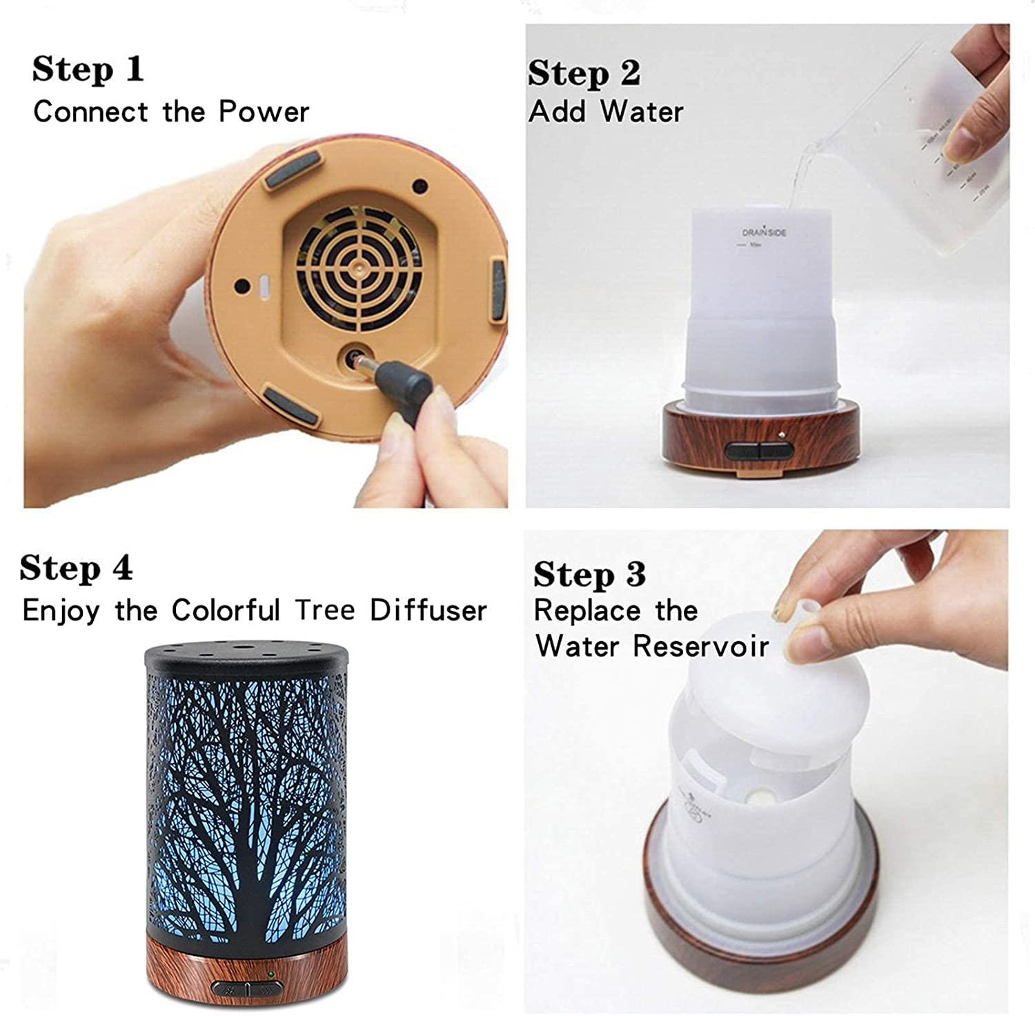 Aromatherapy Essential Oil Diffuser, Metal Cover Oil Diffuser, Waterless Auto... - Picture 8 of 14