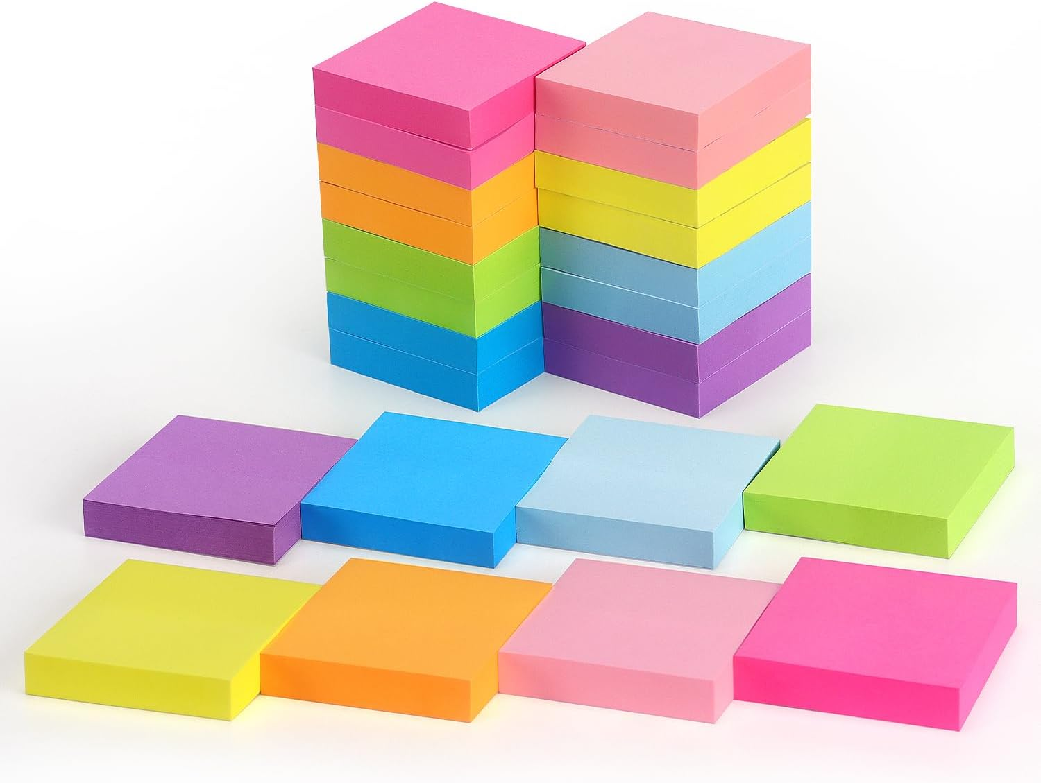 Sticky Notes 2X2 Inch Bright Colors Self-Stick Pads 24 Pads/Pack 60 Sheets/Pad Total 1440 Sheets
