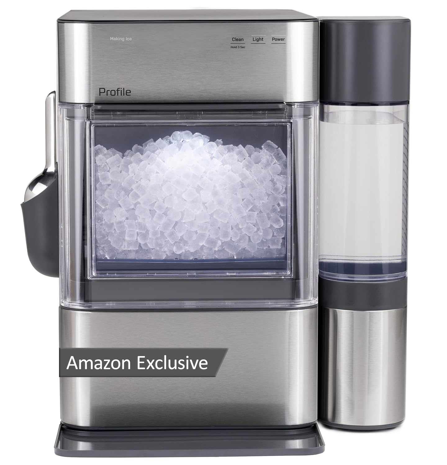 GE Profile Opal Ultra Countertop Nugget Ice Maker, 1 Gallon XL Side Tank, 38 Lbs/Day, *Amazon Exclusive* Nugget Pellet Ice Machine, Scoop Included, Wifi Smart Connected, Stainless Steel