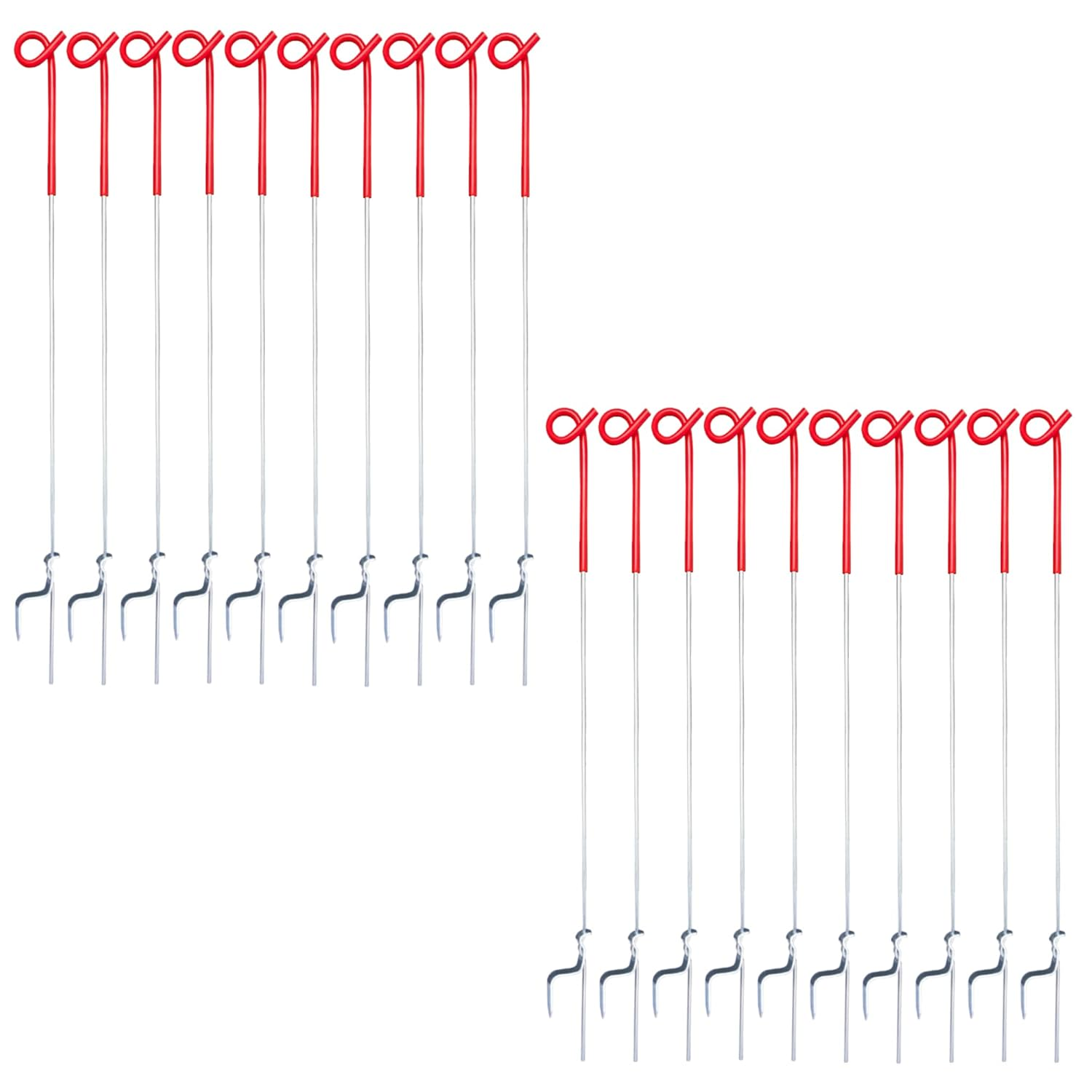 20 Pack 41inch Pig Tail Electric Step-in Fence Posts, Heavy Duty (Red)