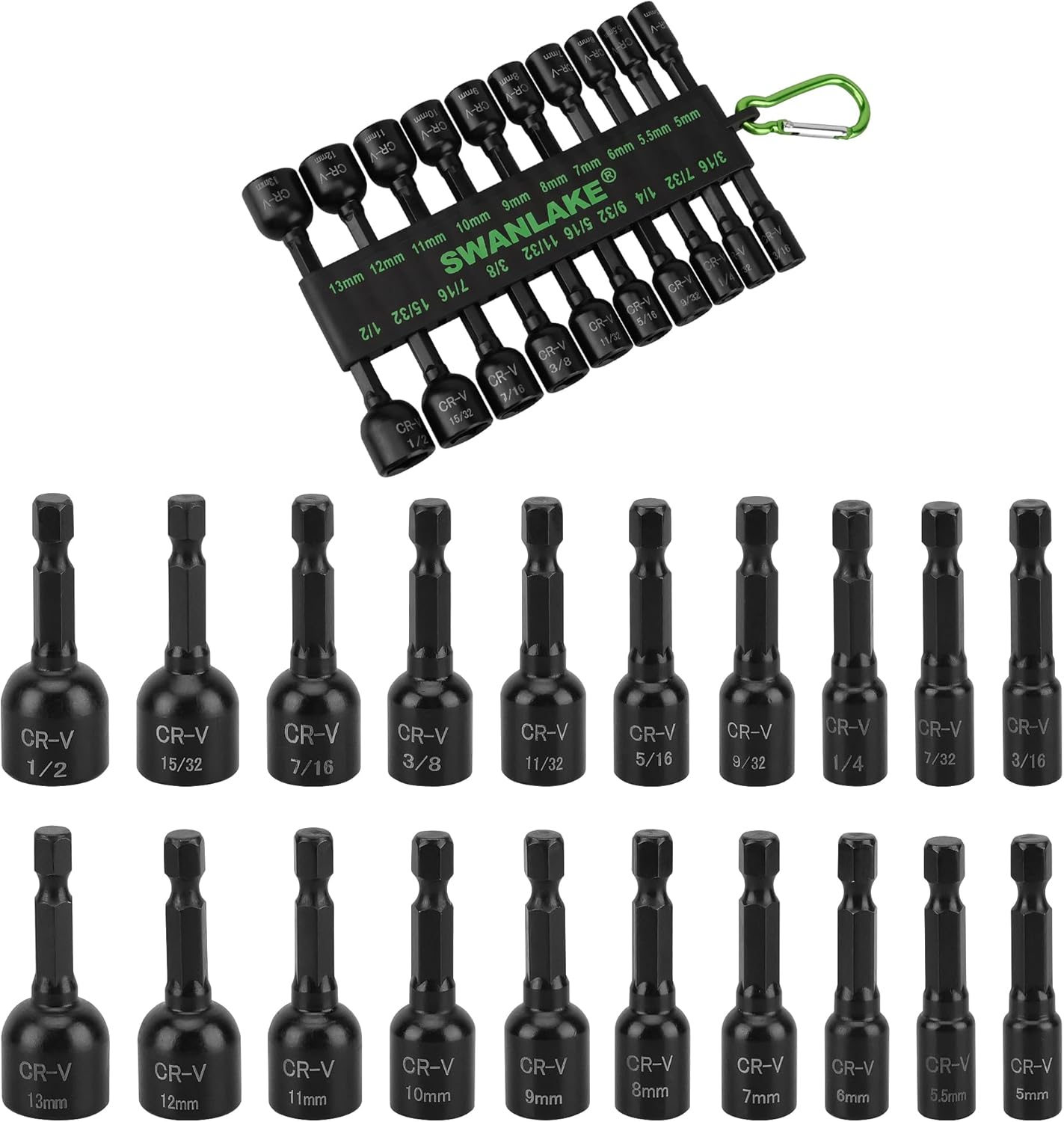 20-Piece Magnetic Nut Driver Set, Metric & SAE 1/4