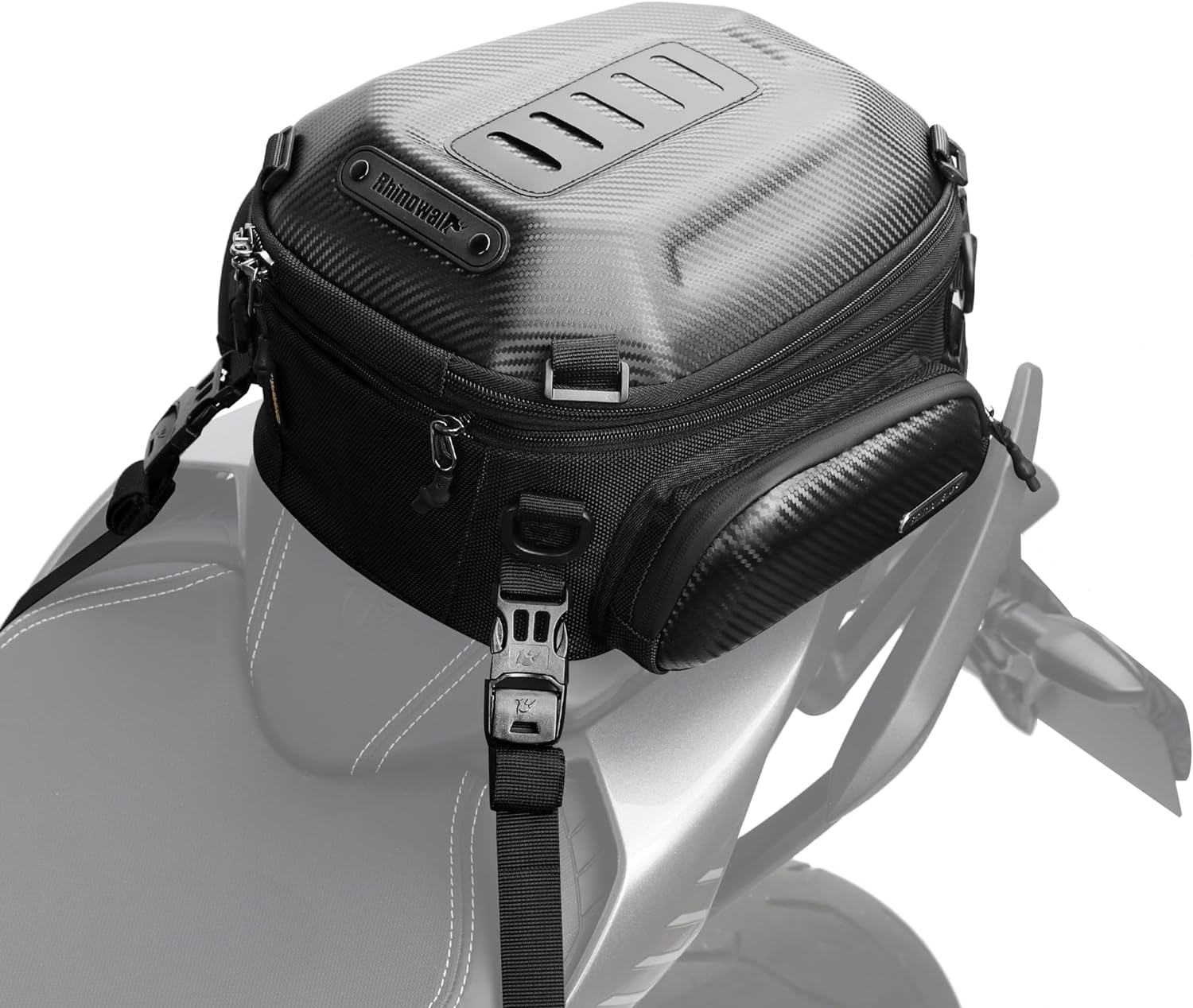 Rhinowalk Motorcycle Tail Bag Rear Seat Bag Hard Shell Waterproof 12-18L Expa... - Picture 2 of 13