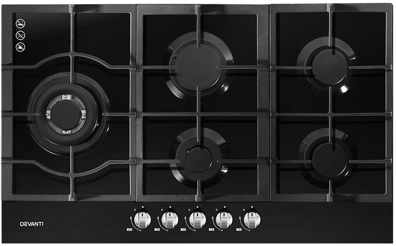 Devanti Gas Cooktop, 90cm 5 Burner Portable Stove Electric Cooktops Wok Burne... - Picture 2 of 18