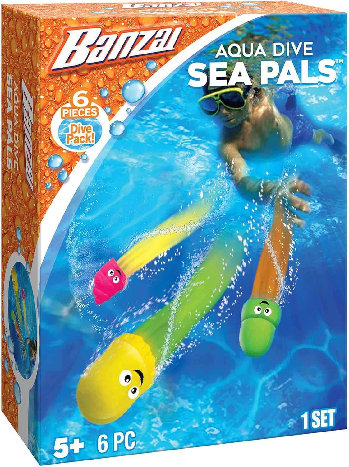 BANZAI 6 Piece Aqua Dive Sea Pals Water/Pool Toy Dive Set