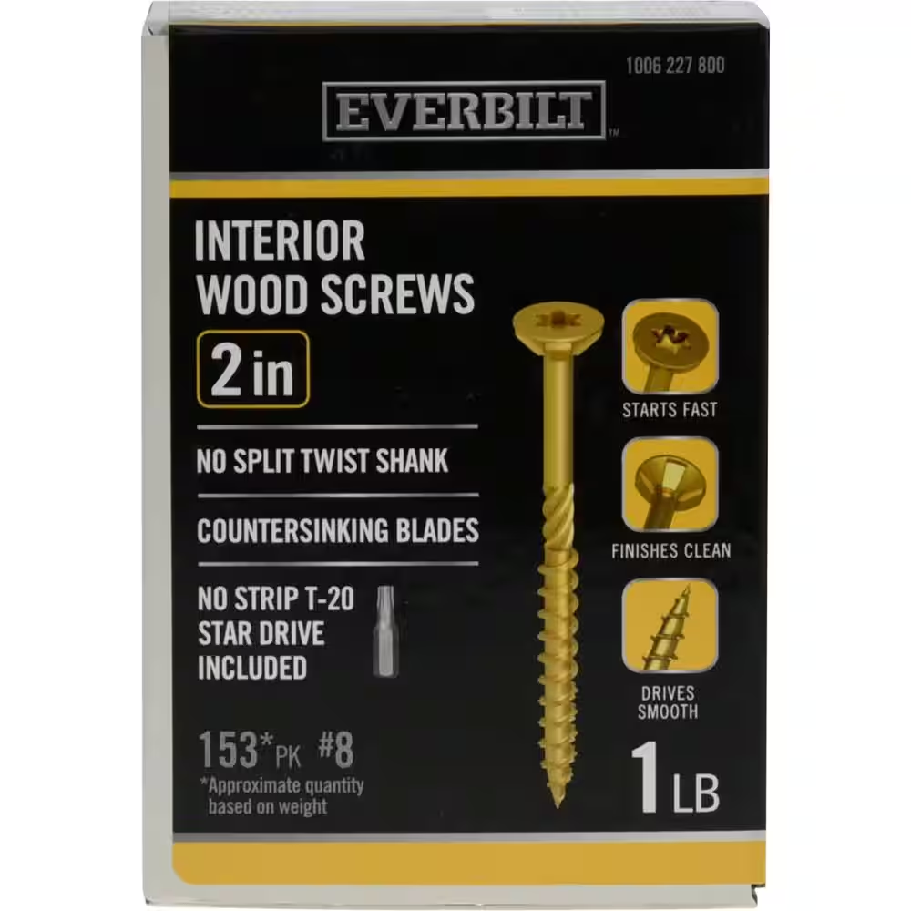 #8 X 2 In. Star Drive Flat Head Interior Wood Screws 1 Lb.-Box (153-Piece)