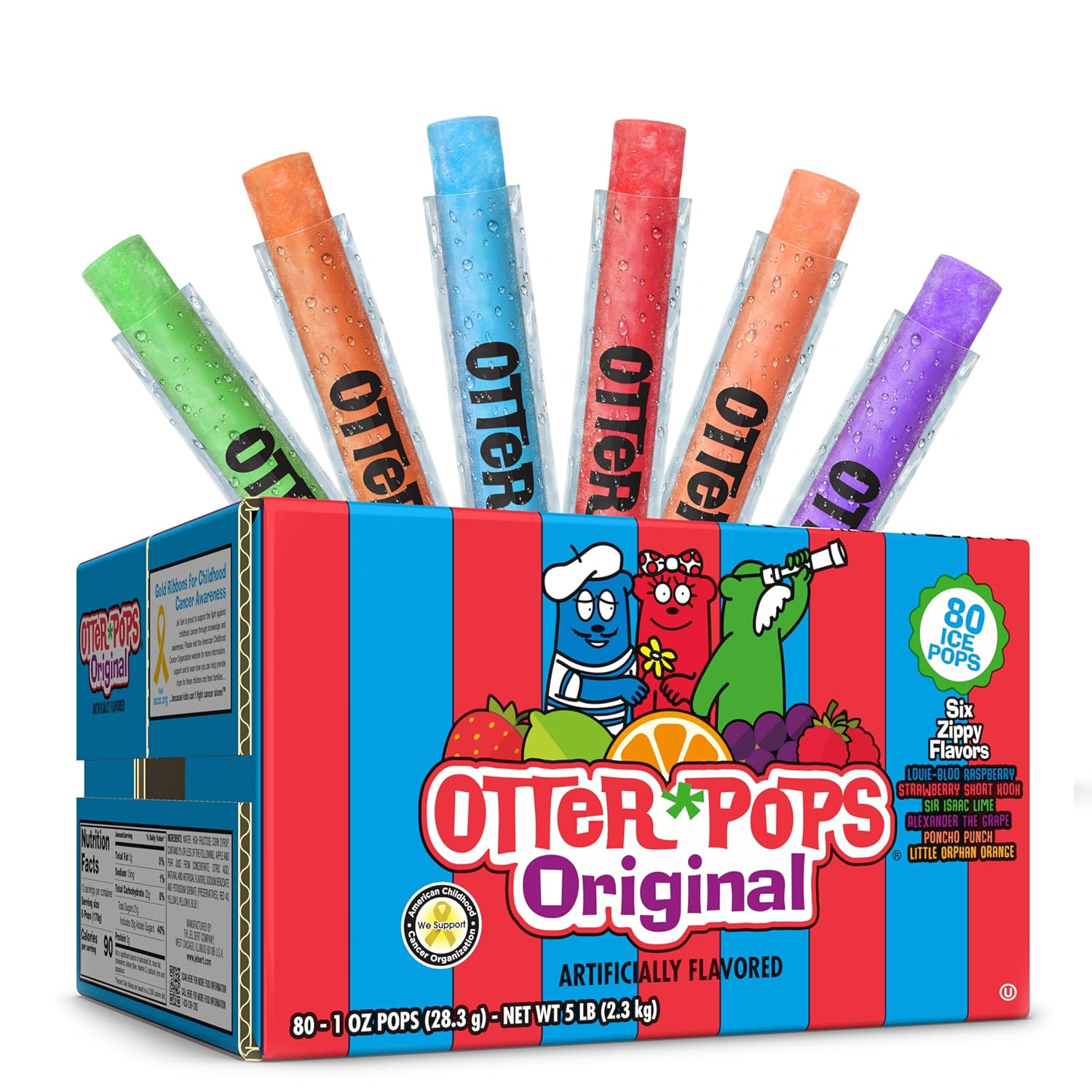 Ice Otter Pops Freezer Bars Original Flavors 80ct