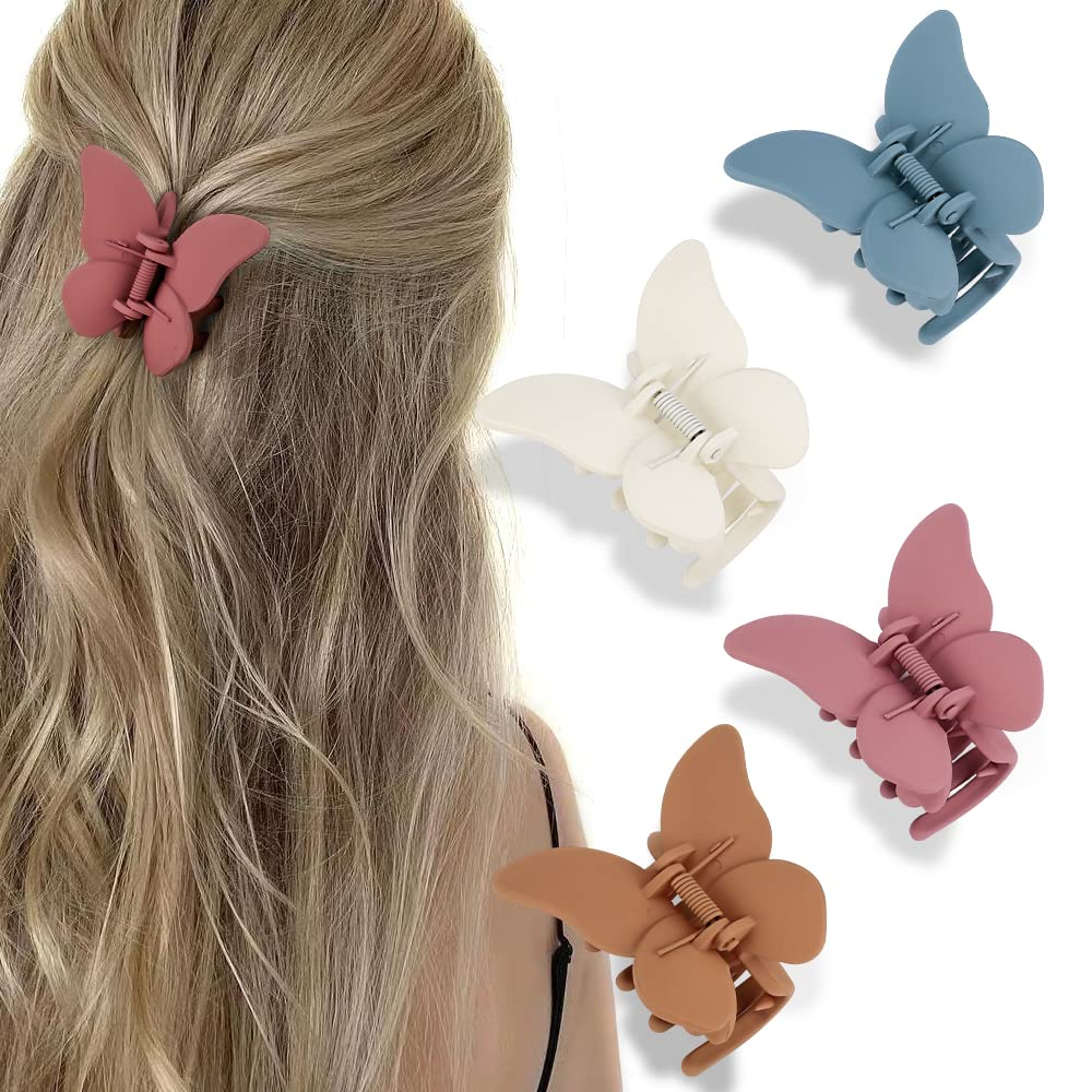 Butterfly Hair Accessories - Matte Claw Clips for Women and Girls, 4Pcs 2.6