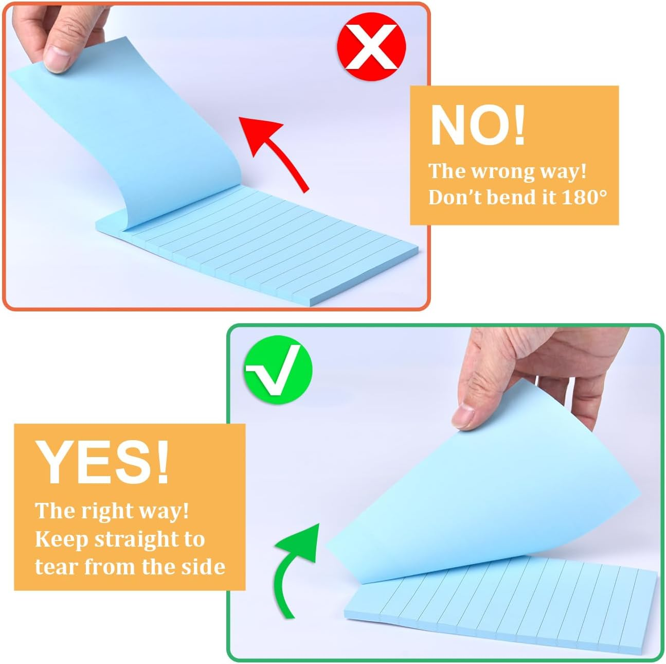8 Pack Lined Sticky Notes 4”x6” Bright Colors Self-Stick Note Pads with Line,... - Picture 6 of 14