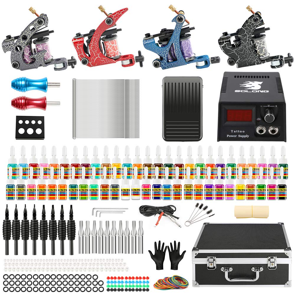 Maquinas De Tatuar Kit Completo Profesional Set De Tintas Para Tatuaje Con Caso