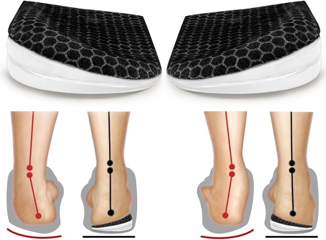 BIGGCOOL Corrective Insoles for Supination & Over-Pronation, Orthotics Medial & Lateral Heel Wedge Inserts for Foot Alignment, Bow Legs, Knee Pain (Black-3 Layers, L: Women 8-12/Men: 7.5-13)