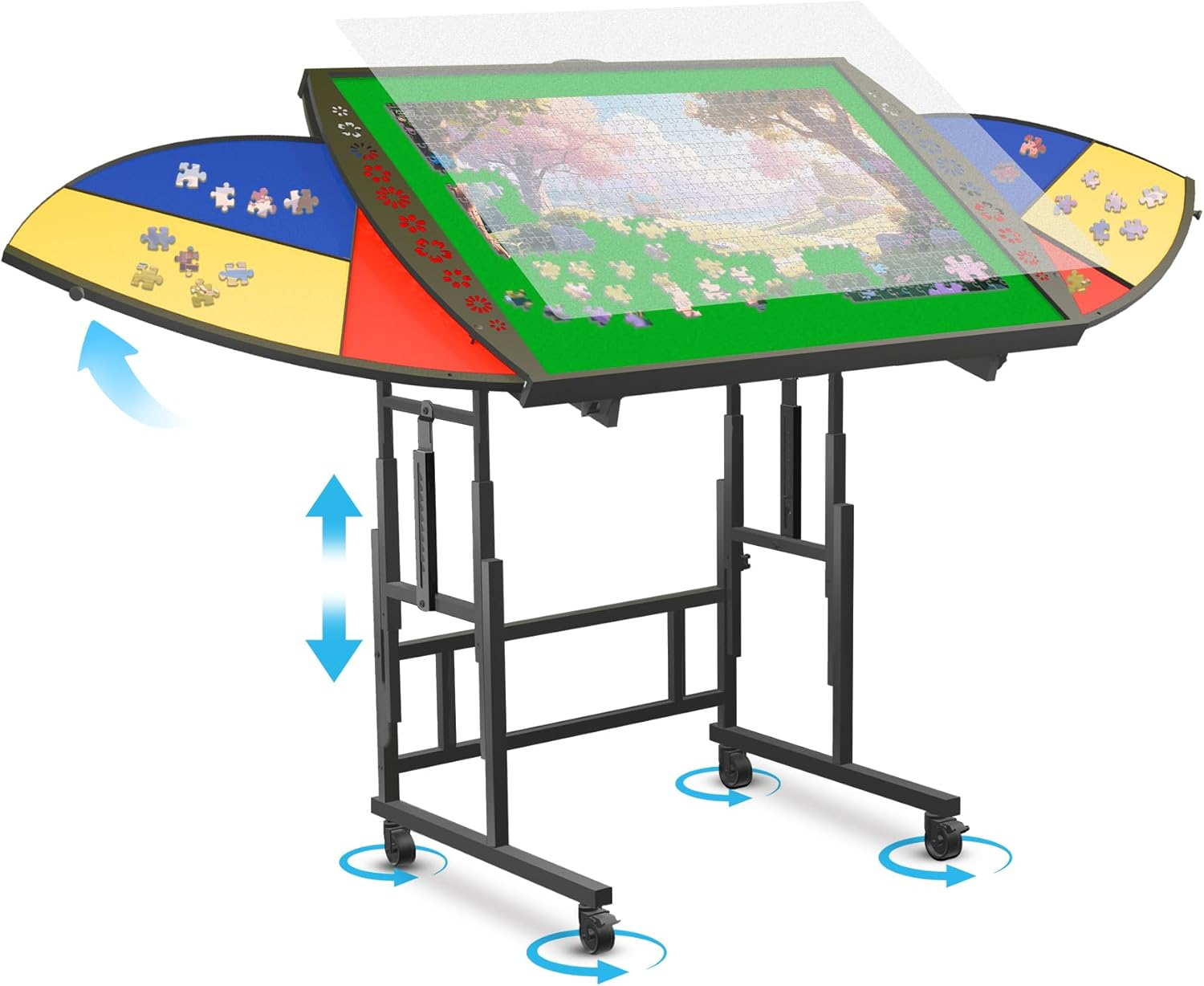 1500 Piece Puzzle Table with Legs, Portable Angle & Height Adjustment Jigsaw Puzzle Table with 6 Drawers and Cover | 38.8