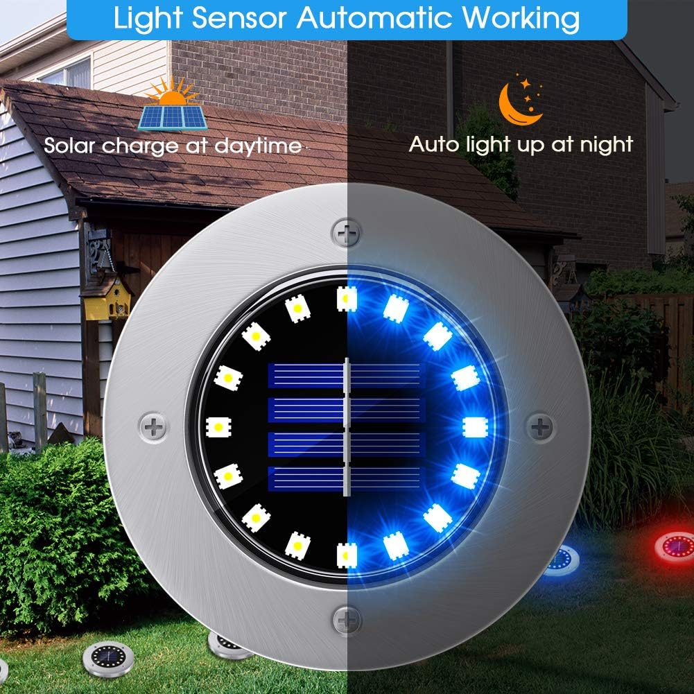 NFESOLAR Solar Outdoor Lights with 16 LEDs, Blue Color Bright Solar Ground Li... - Picture 5 of 13